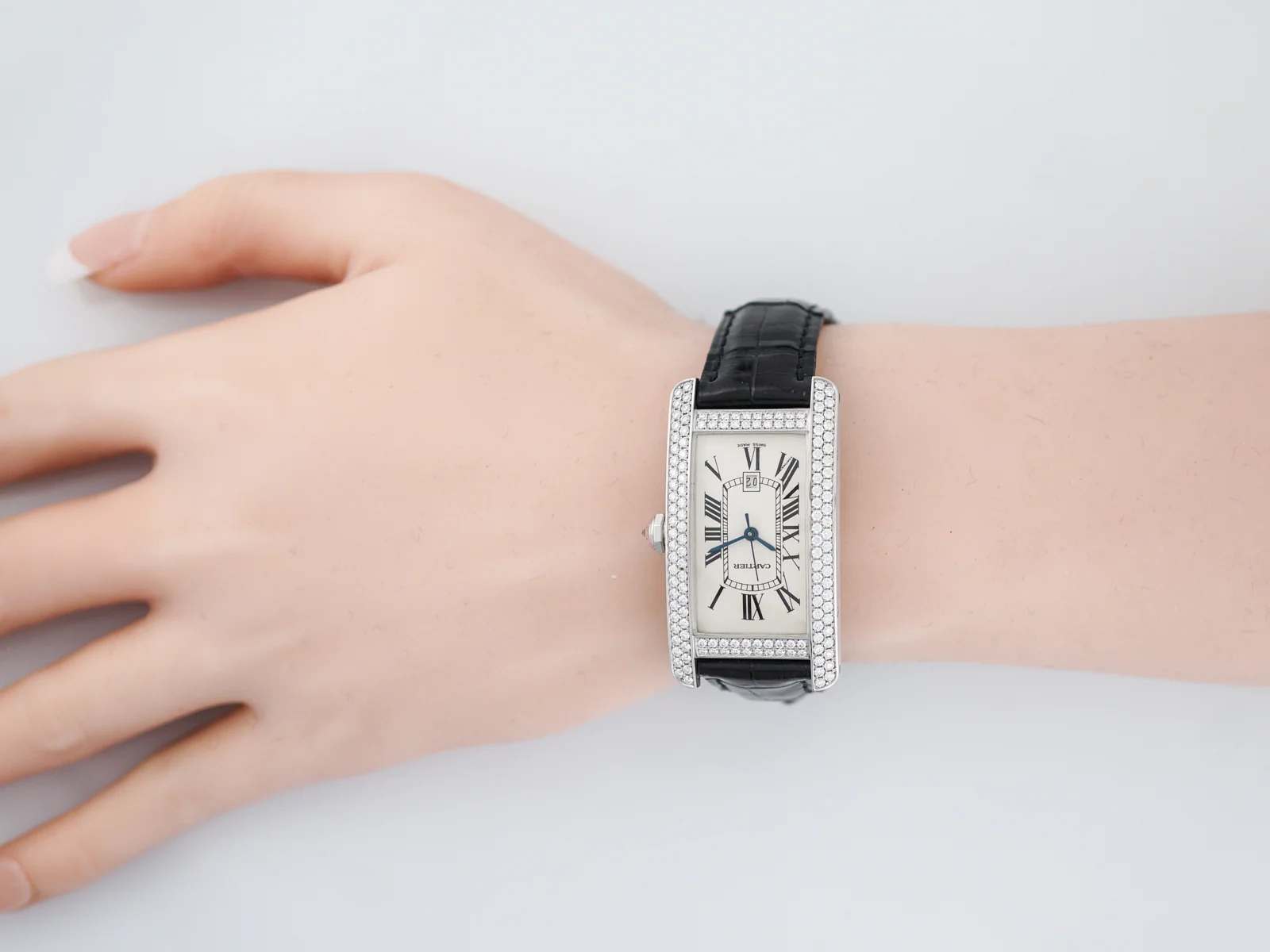 Cartier Tank Americaine Ladies Watch Modern 2.13 Round Brilliant Cut Diamonds in 18K White Gold - Image 5