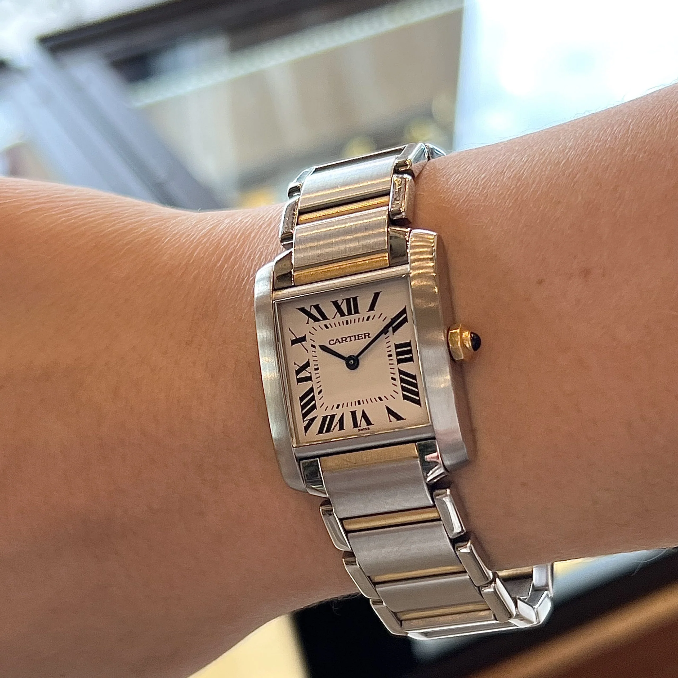 Cartier Two Tone Tank Watch in 18k Yellow Gold & Stainless Steel - Image 4
