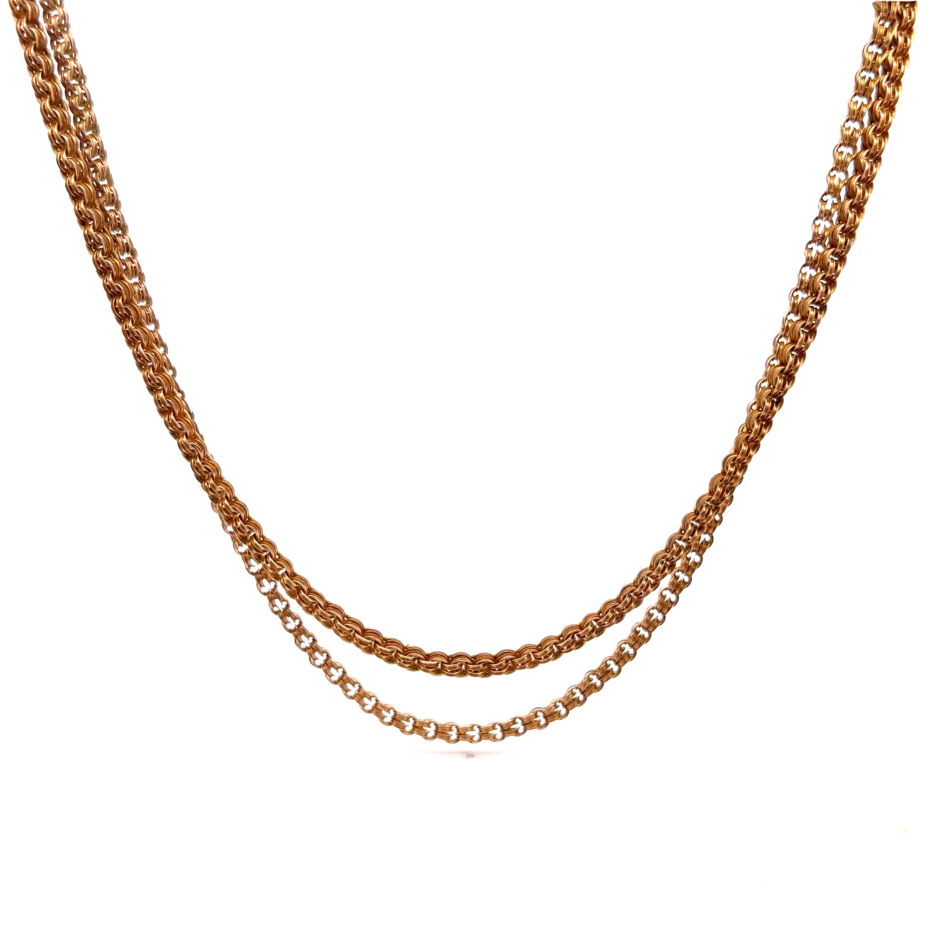 Antique Victorian Rolo Link Necklace in 14k Yellow Gold - Image 4