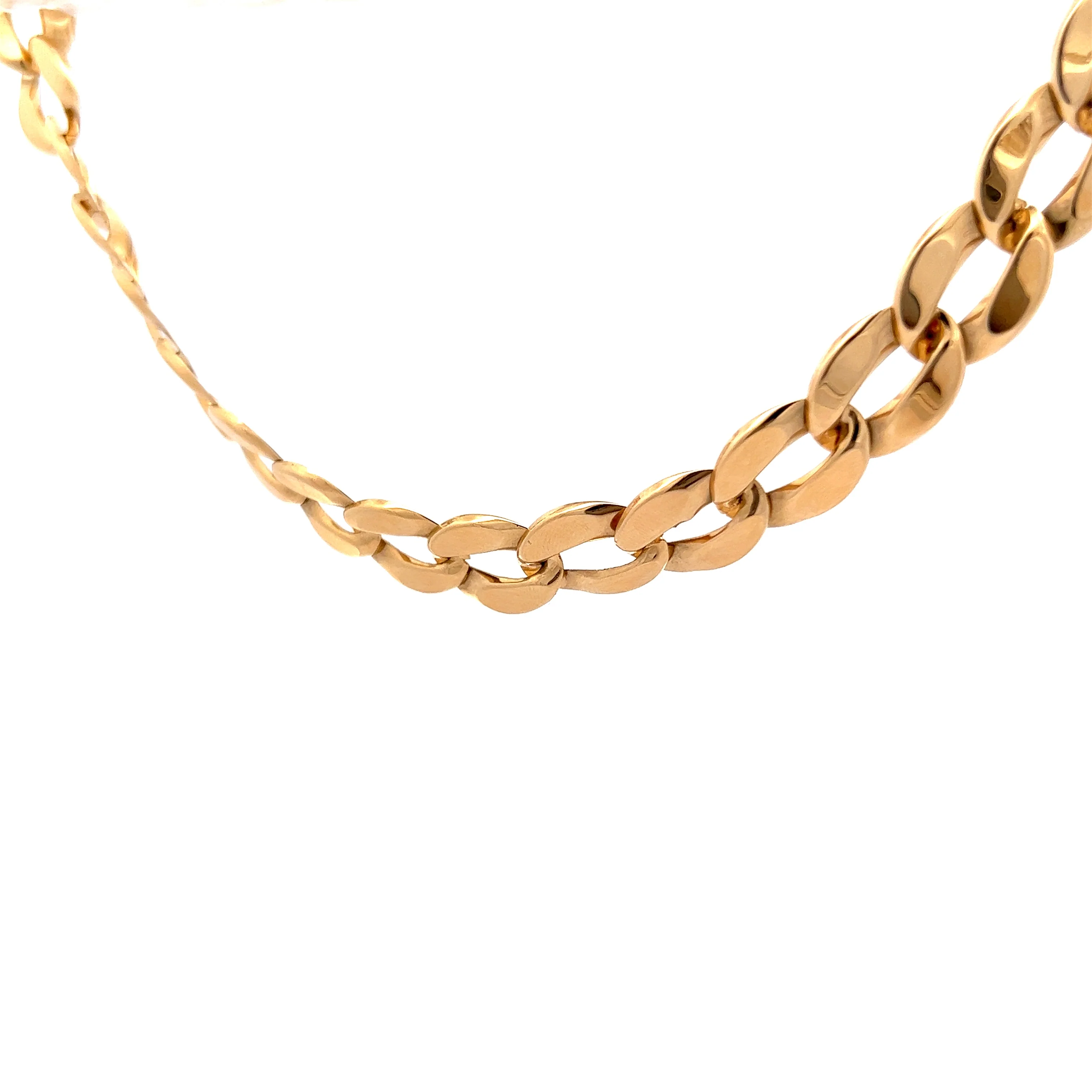 Flat Oval Curb Link Chain Necklace in 14k Yellow Gold - Image 2