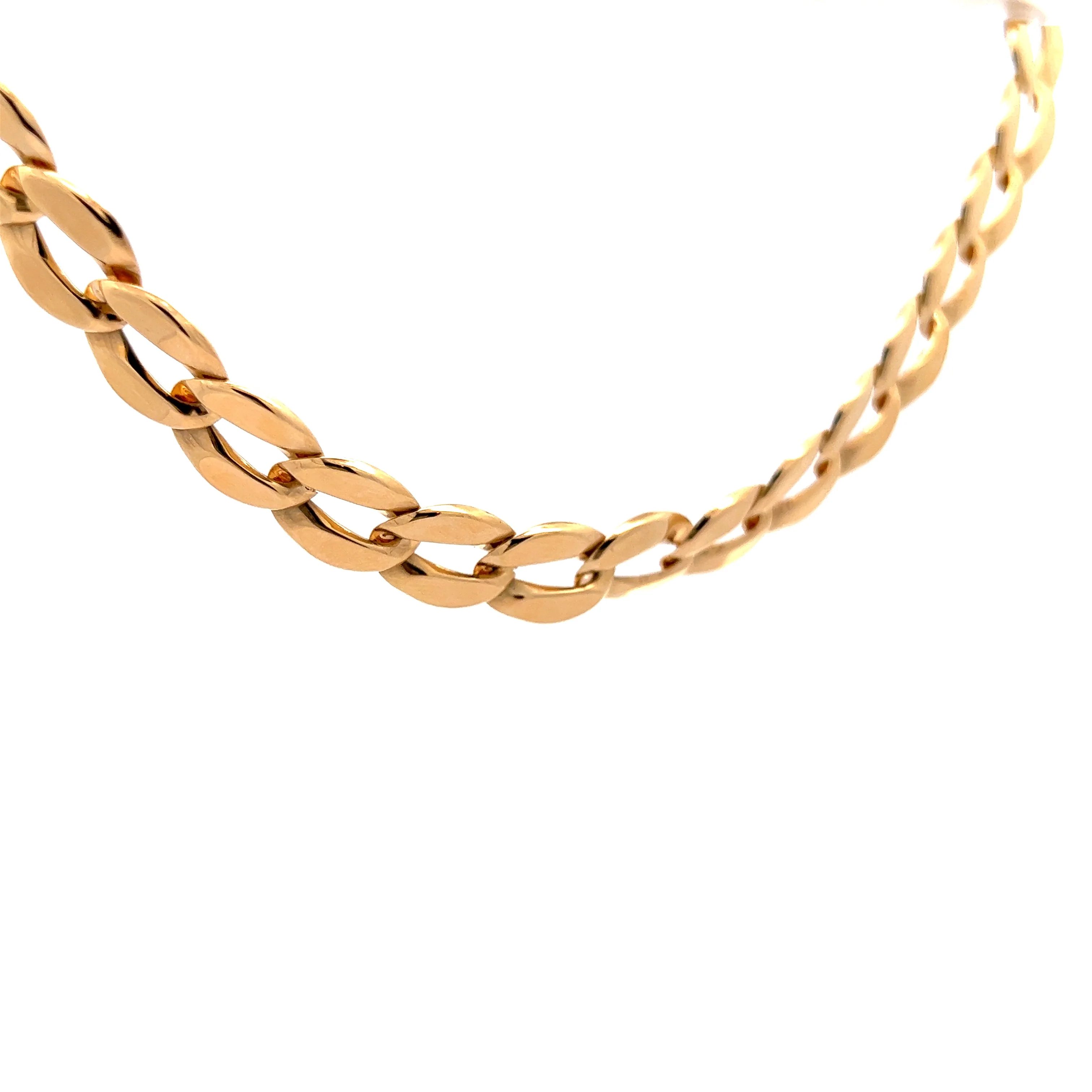 Flat Oval Curb Link Chain Necklace in 14k Yellow Gold - Image 3