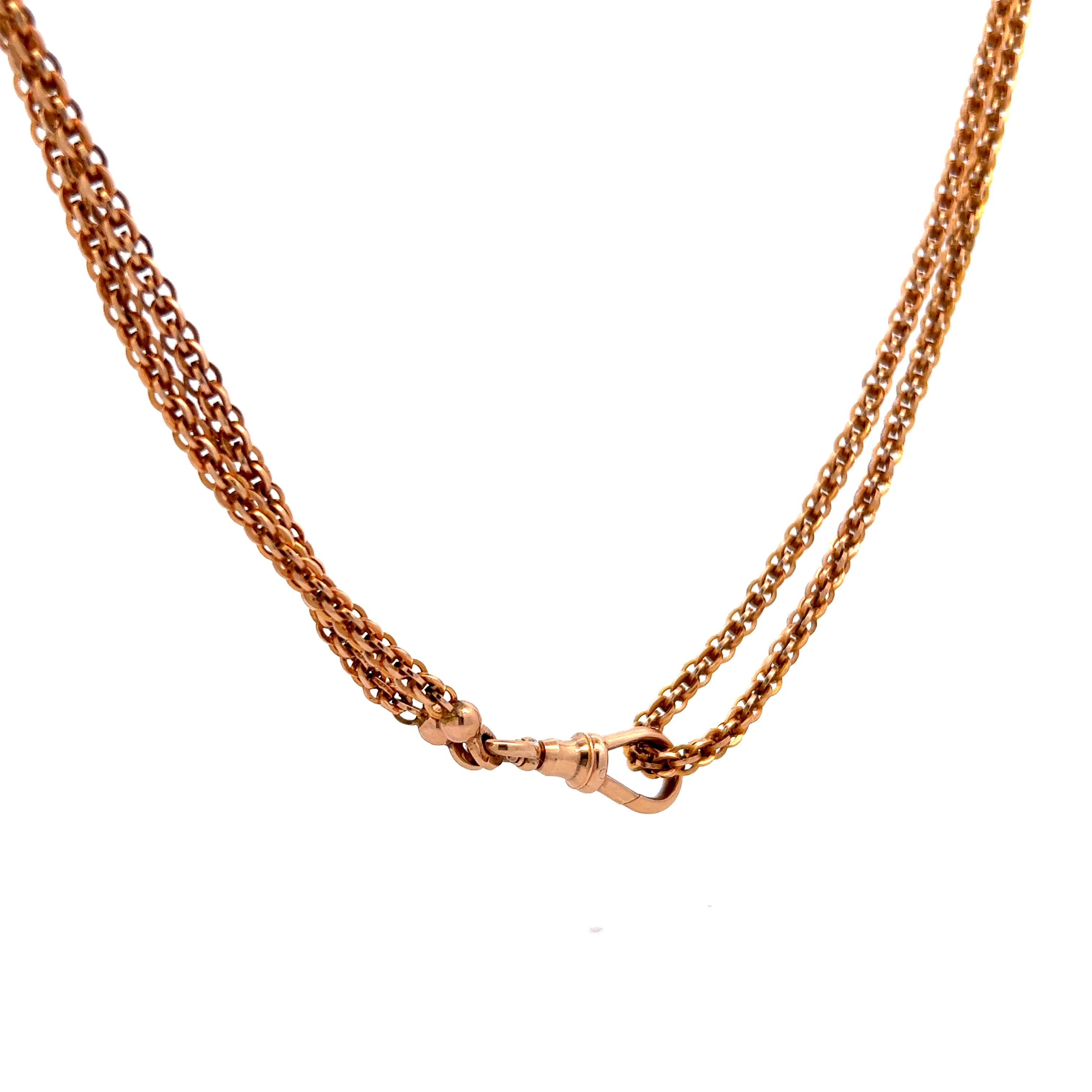60" Victorian Fob Chain Necklace in 14k Yellow & Rose Gold - Image 3