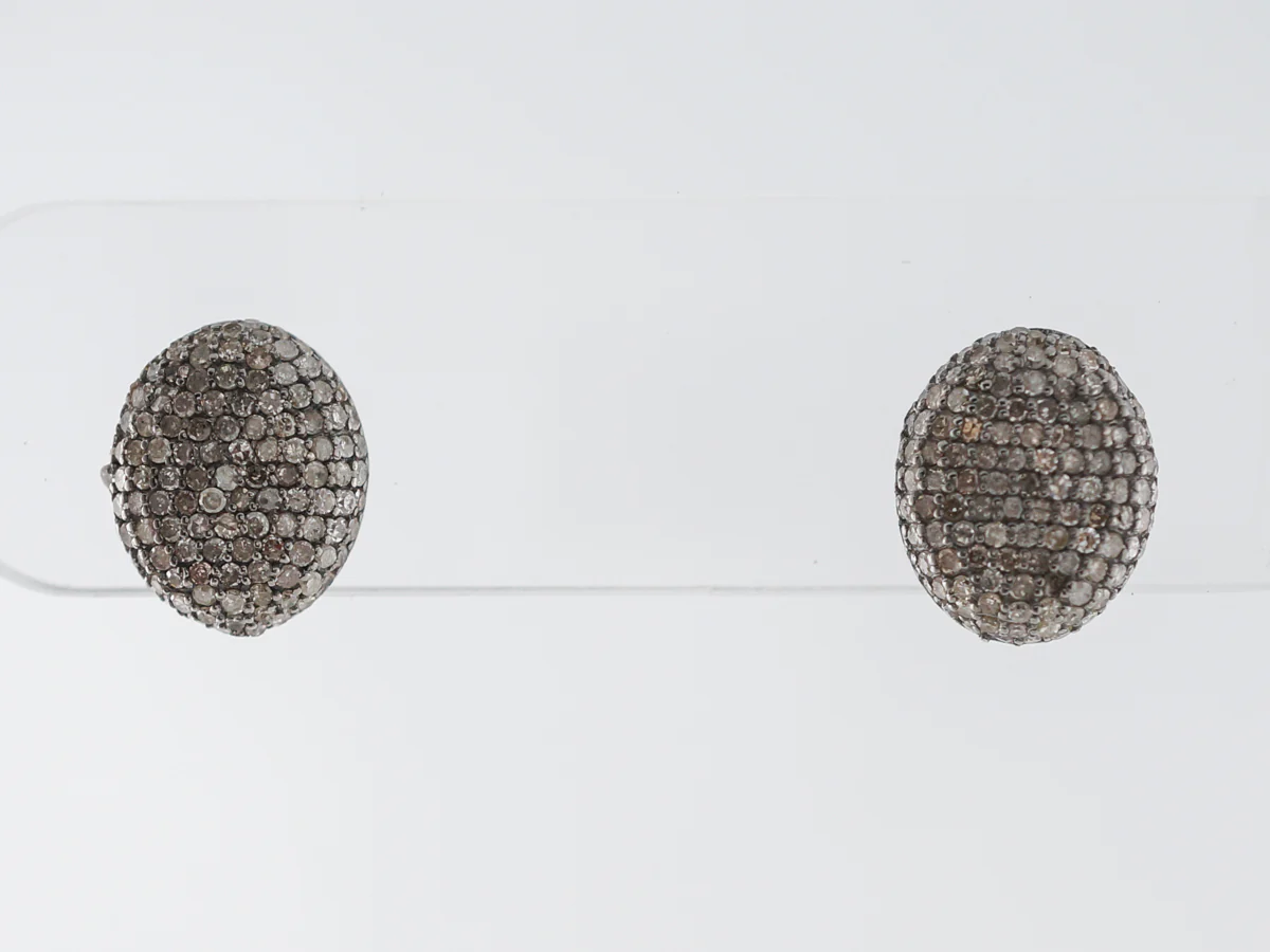 Champaign Diamond Pave Earrings in Sterling Silver