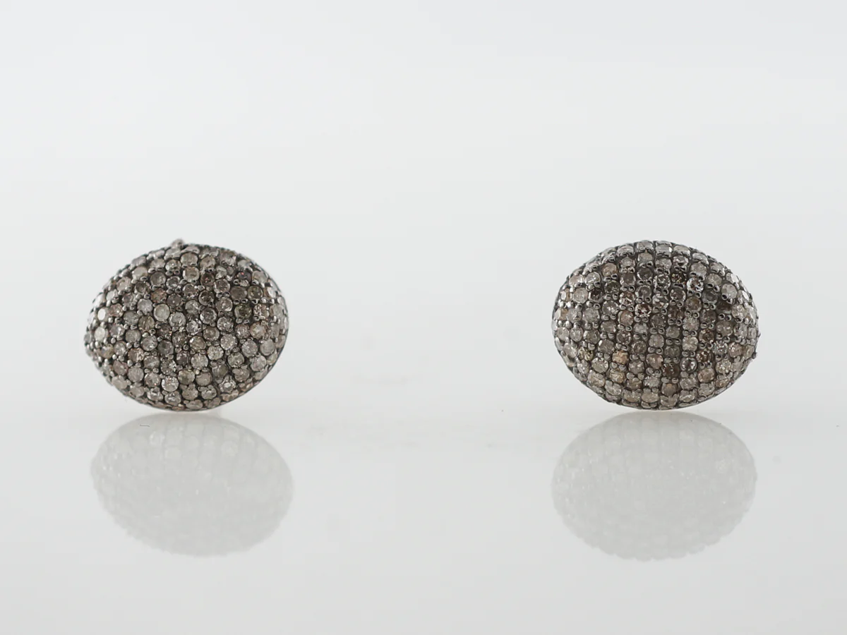 Champaign Diamond Pave Earrings in Sterling Silver - Image 3