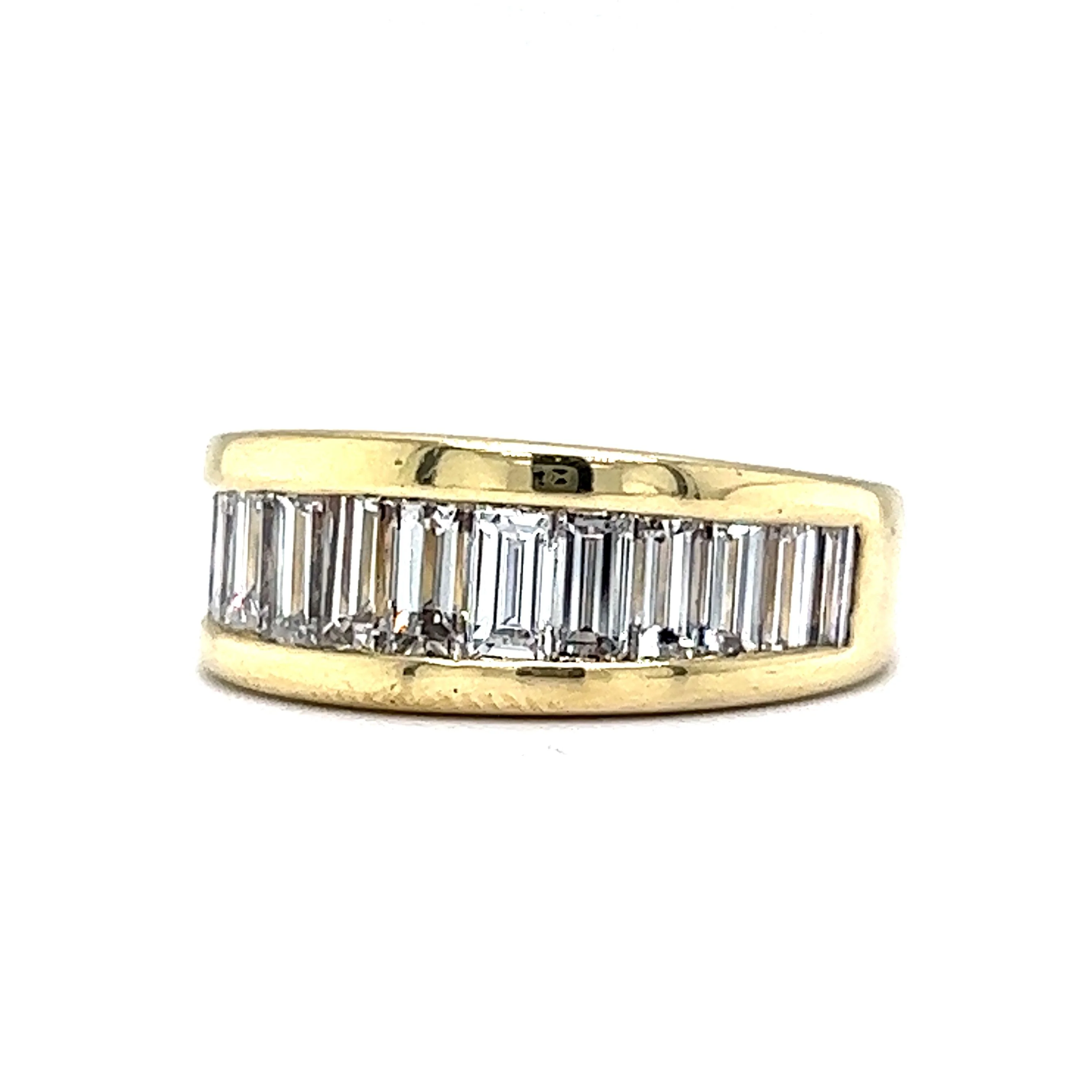 Channel Set Baguette Cut Diamond Stacking Ring in 18k Yellow Gold - Image 2