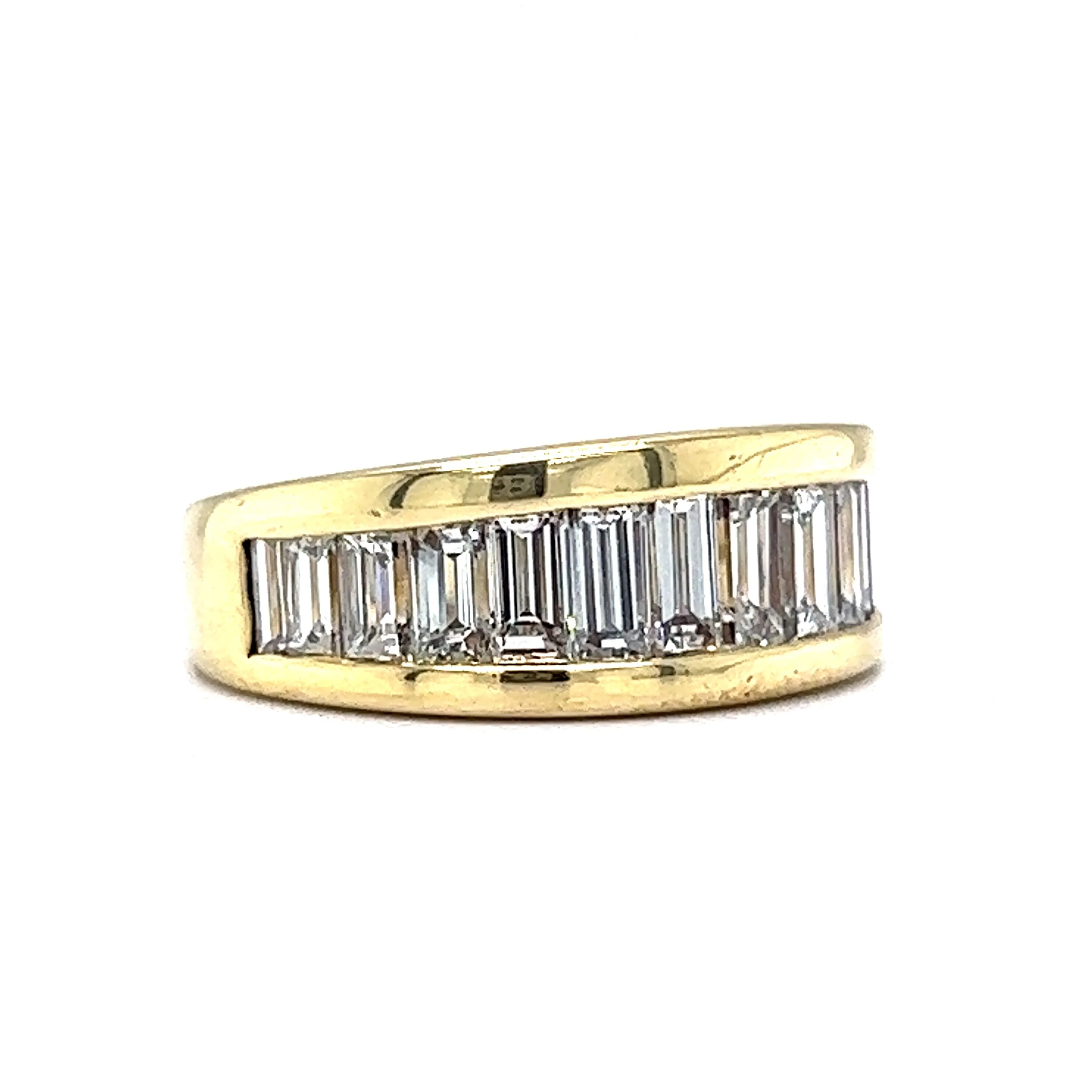 Channel Set Baguette Cut Diamond Stacking Ring in 18k Yellow Gold - Image 3