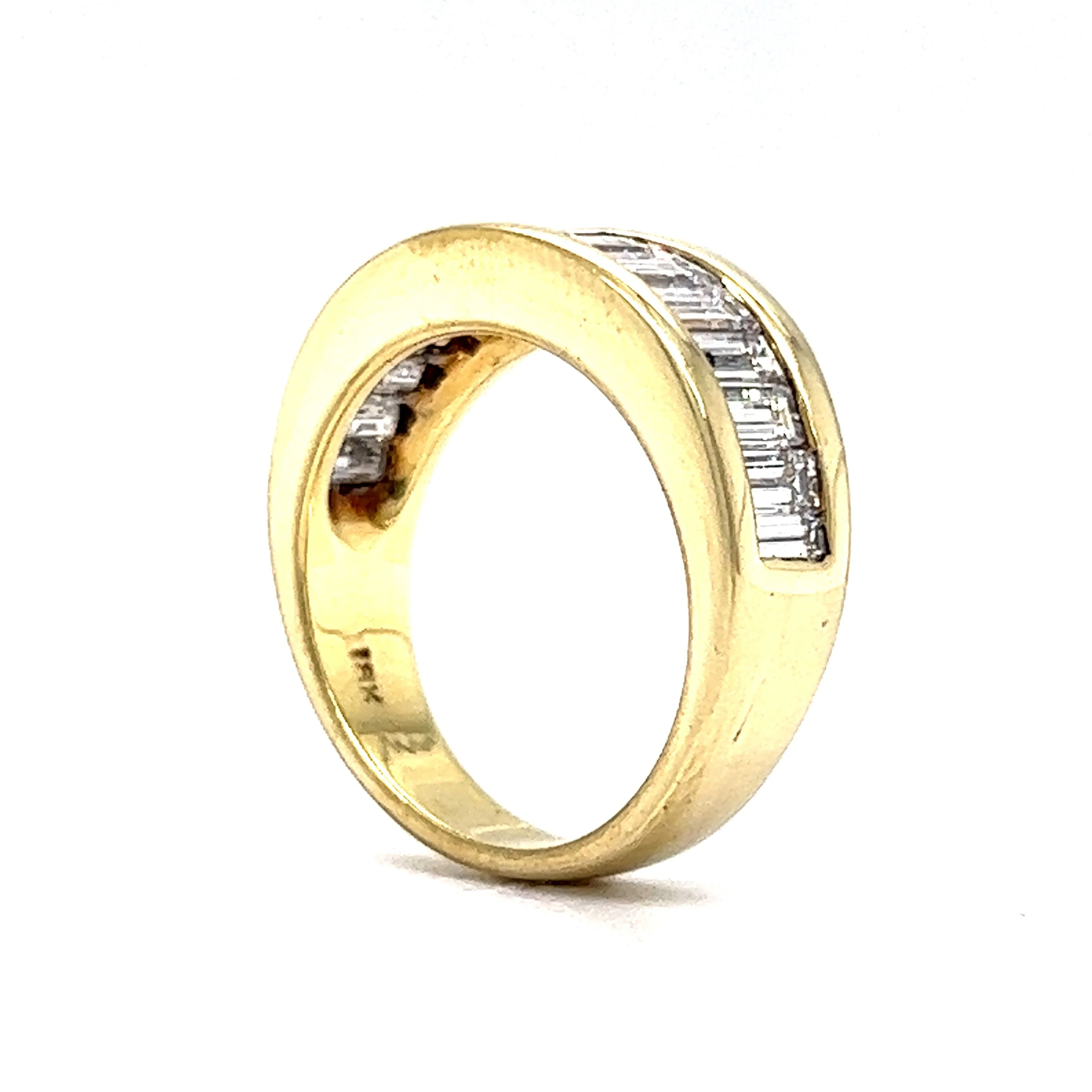 Channel Set Baguette Cut Diamond Stacking Ring in 18k Yellow Gold - Image 5