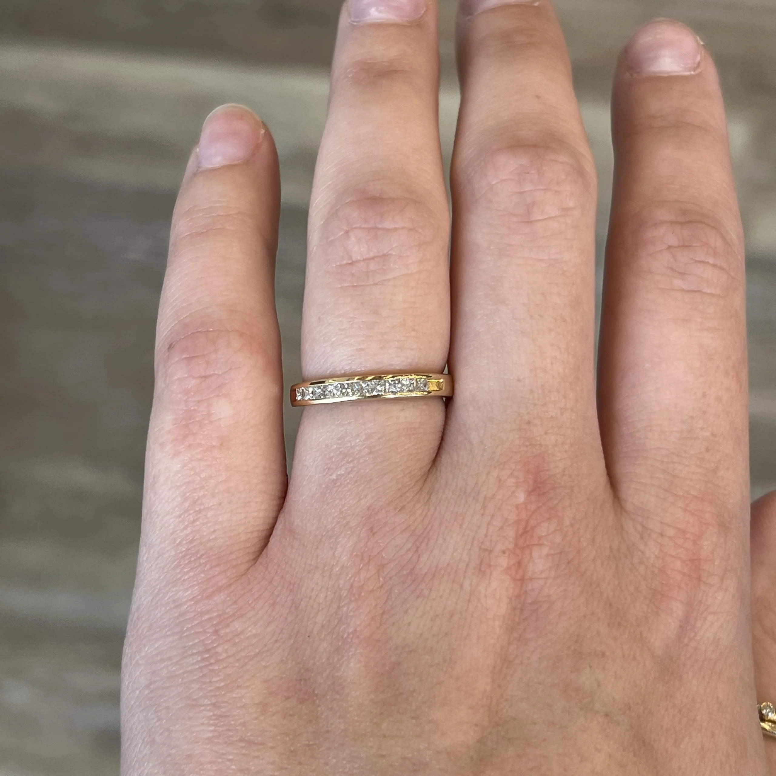Channel Set Princess Cut Diamond Band in 14k Yellow Gold - Image 6