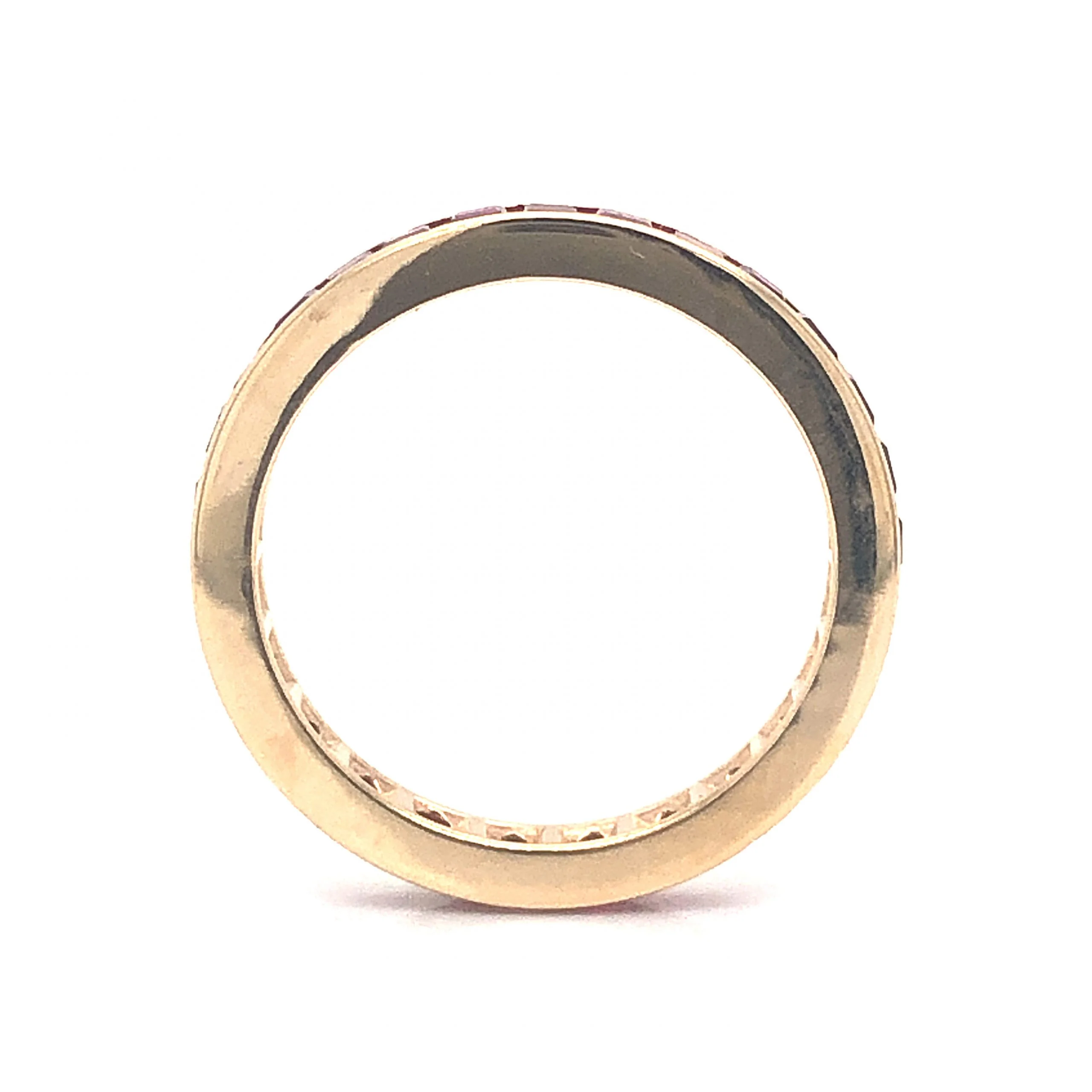 Channel Set Ruby Eternity Wedding Band in 14k Yellow Gold - Image 2