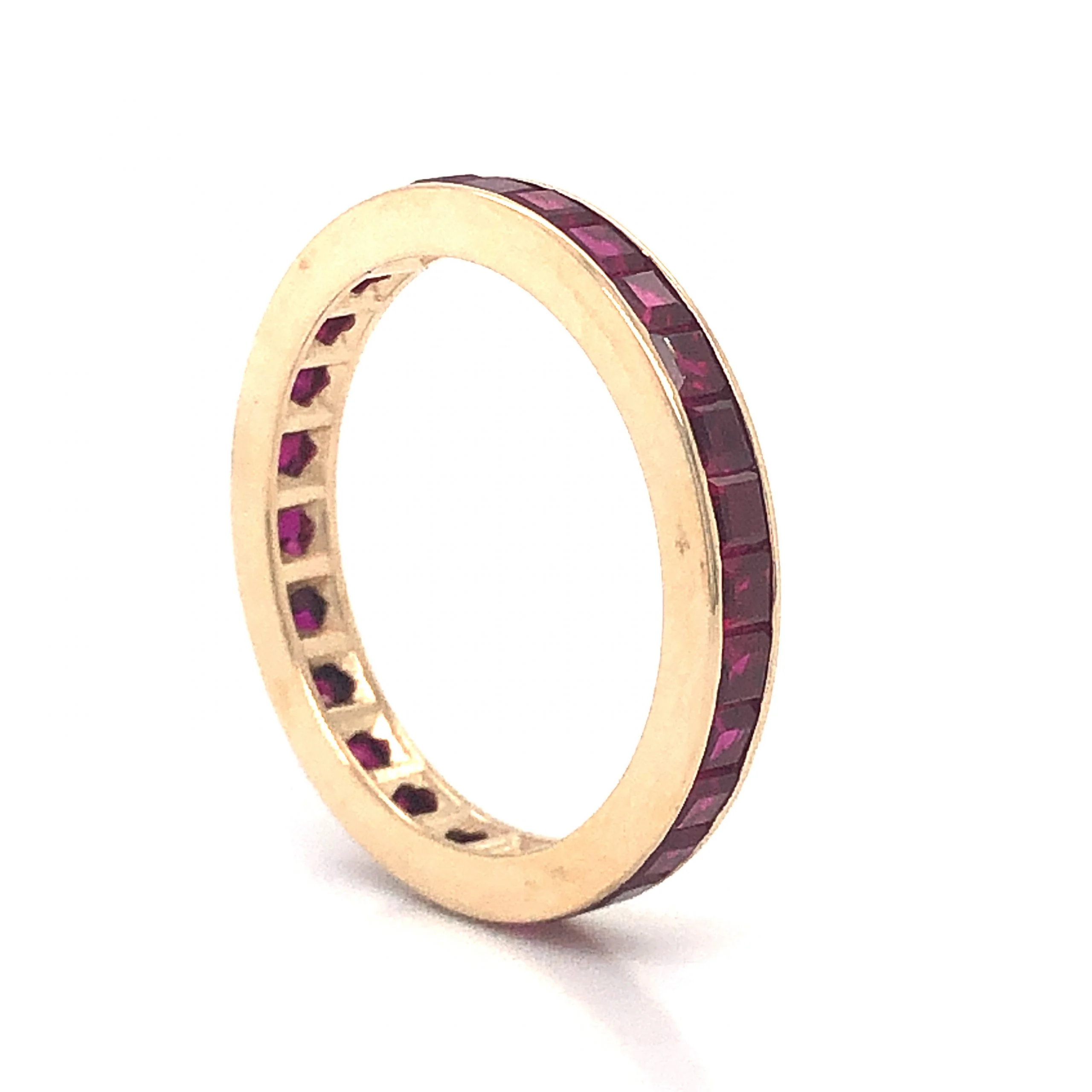 Channel Set Ruby Eternity Wedding Band in 14k Yellow Gold - Image 3
