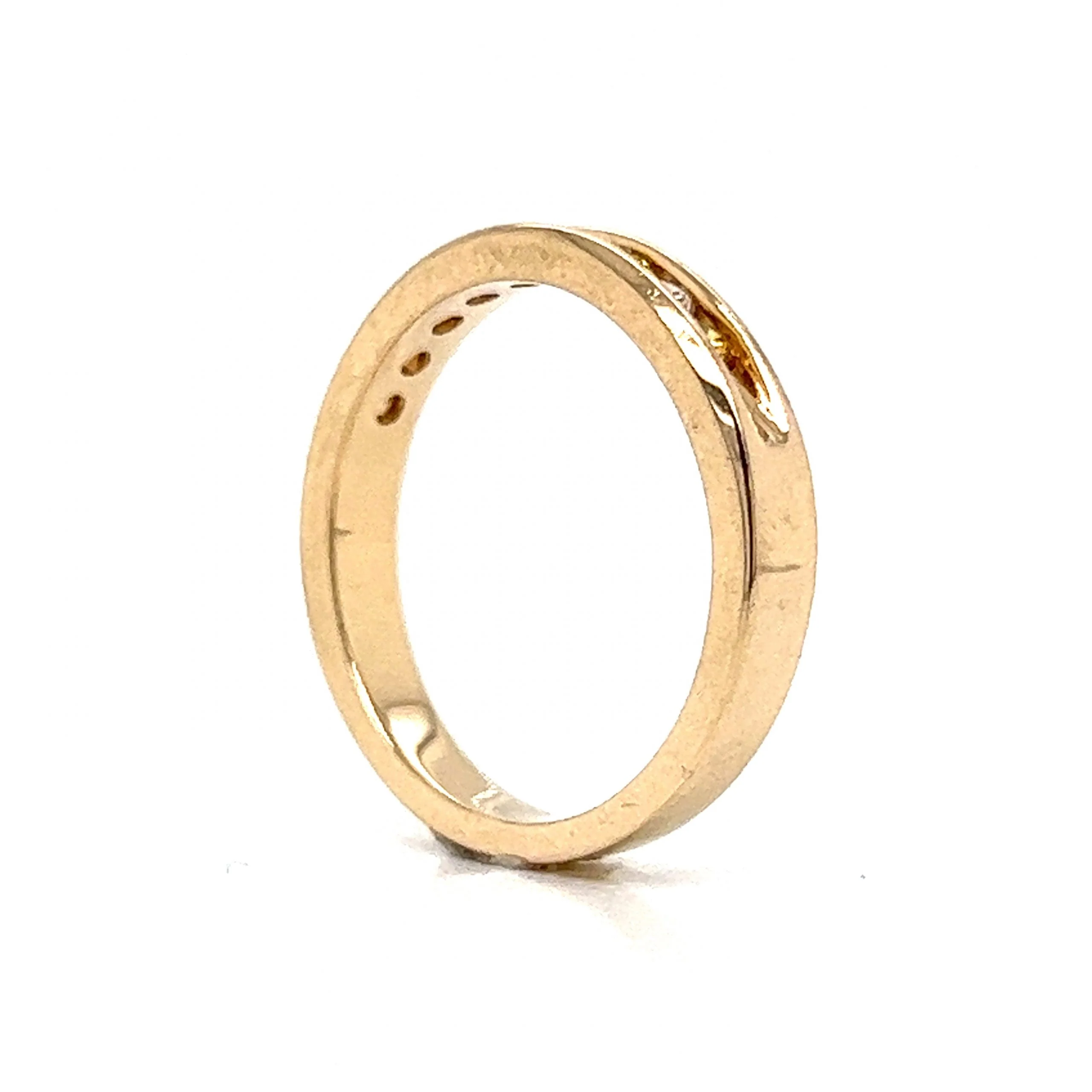 Channel Set Yellow & White Diamond Band in 14k Yellow Gold - Image 5