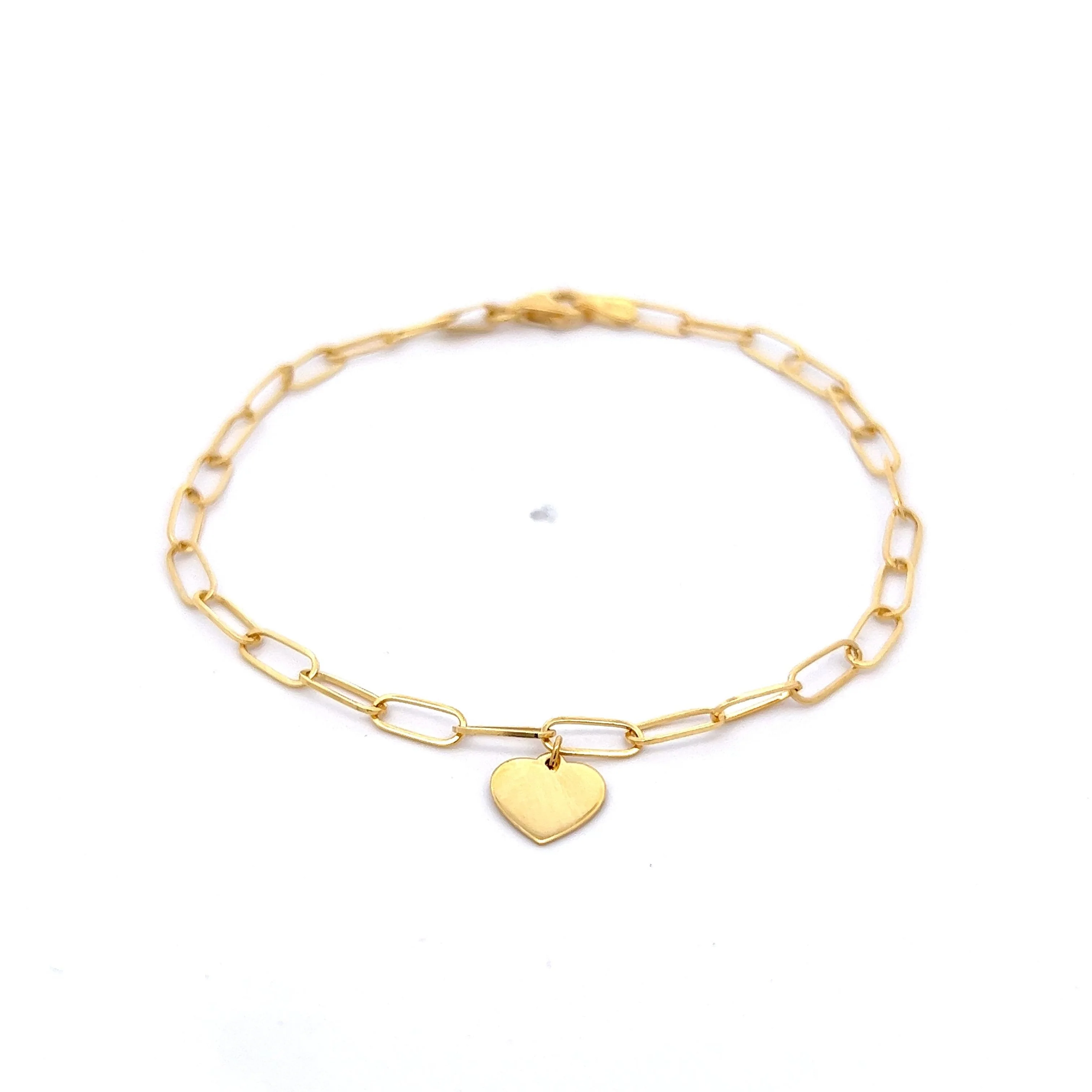 Paperclip Charm Bracelet in 14k Yellow Gold