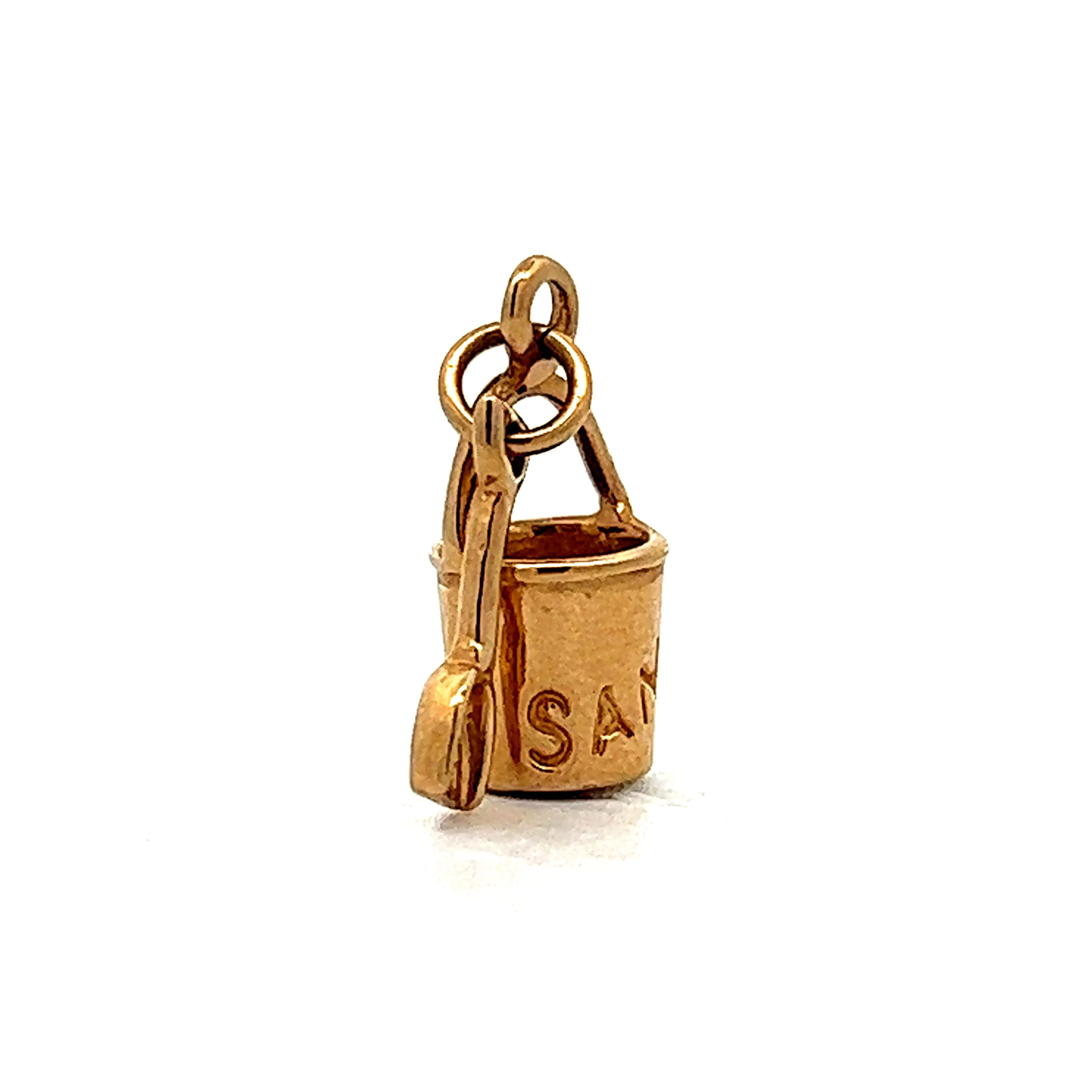 Vintage Sand Pail Bucket Charm in 14k Yellow Gold - Image 3