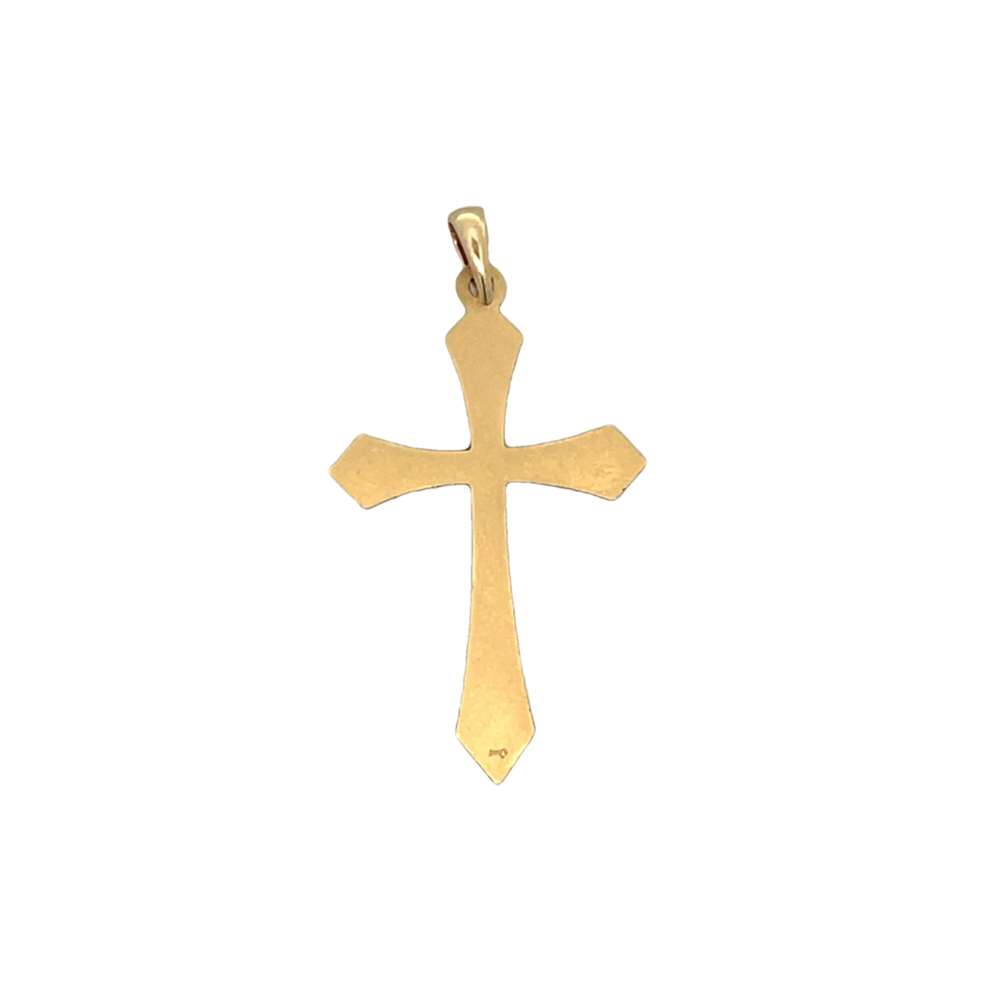 Chevron Detailed Cross Pendant in 14k Yellow Gold - Image 2