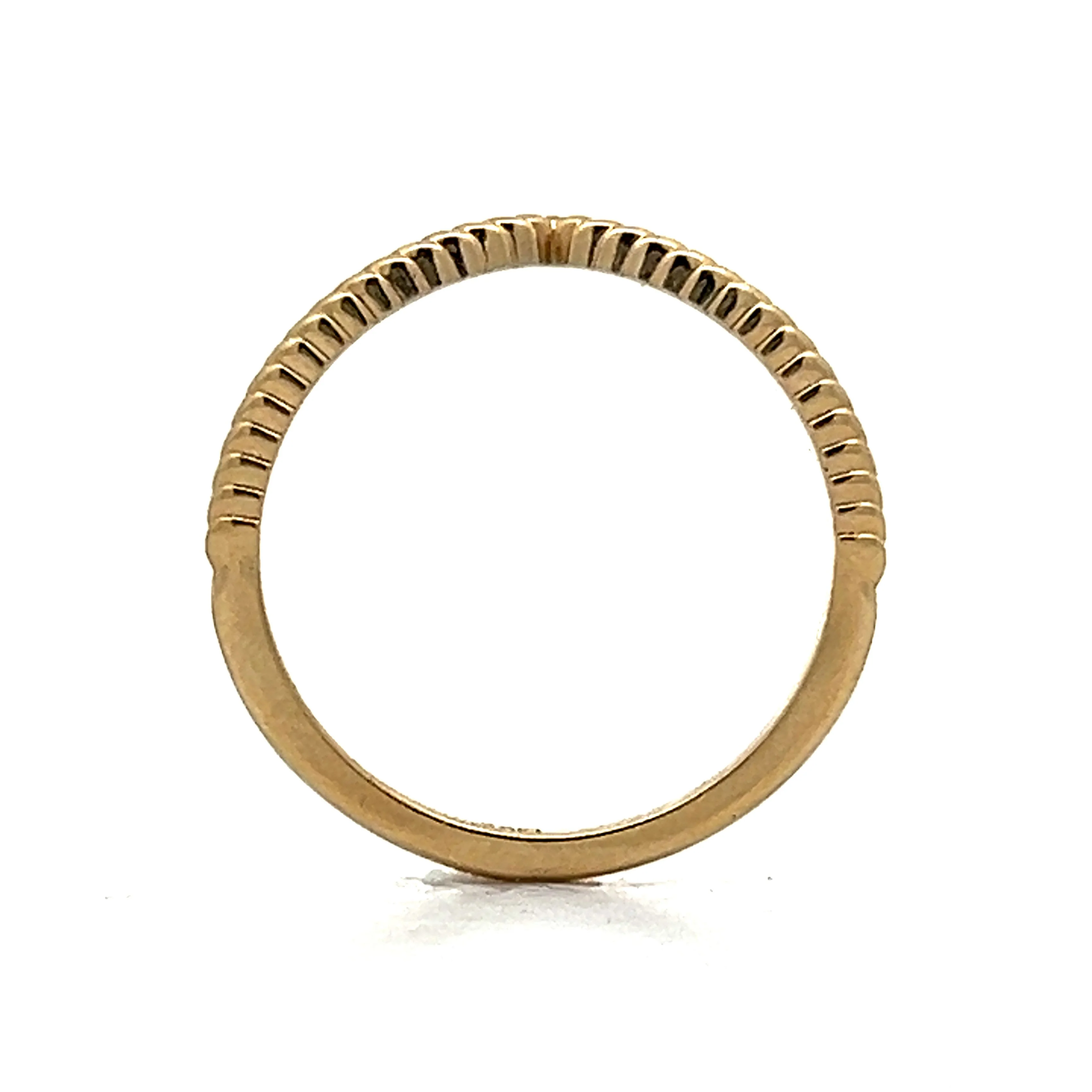 Chevron Textured Contour Wedding Band in 14k Yellow Gold - Image 4