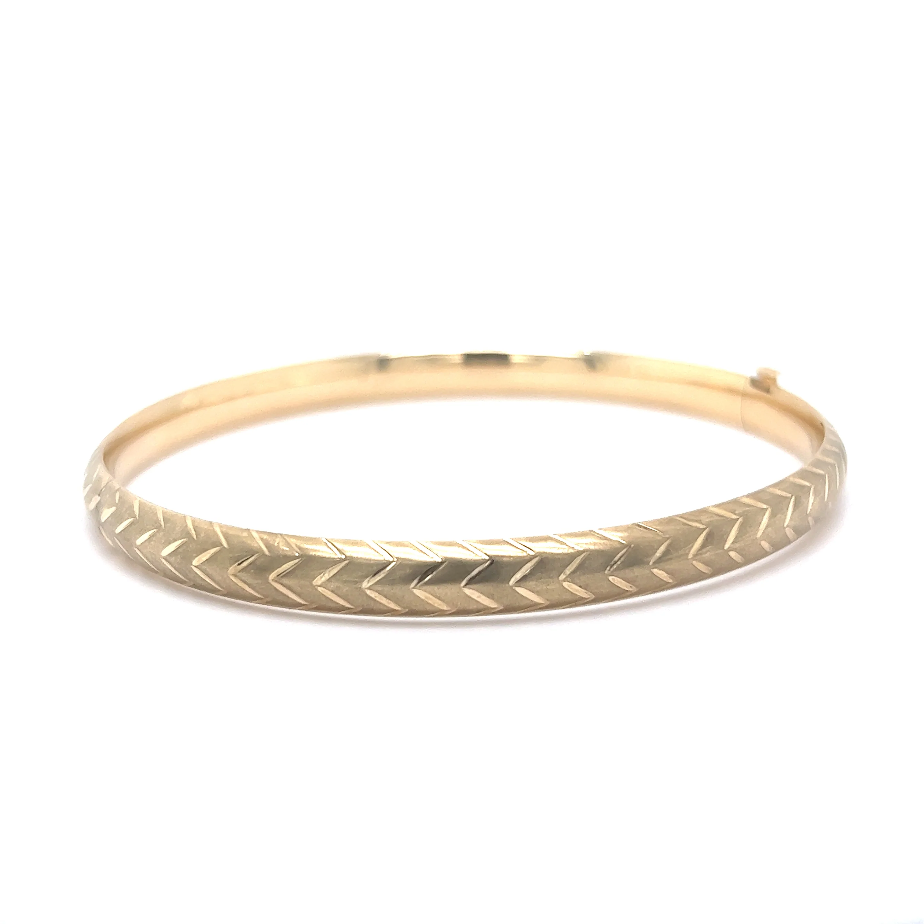 Chevron Engraved Bangle Bracelet in 14k Yellow Gold - Image 3