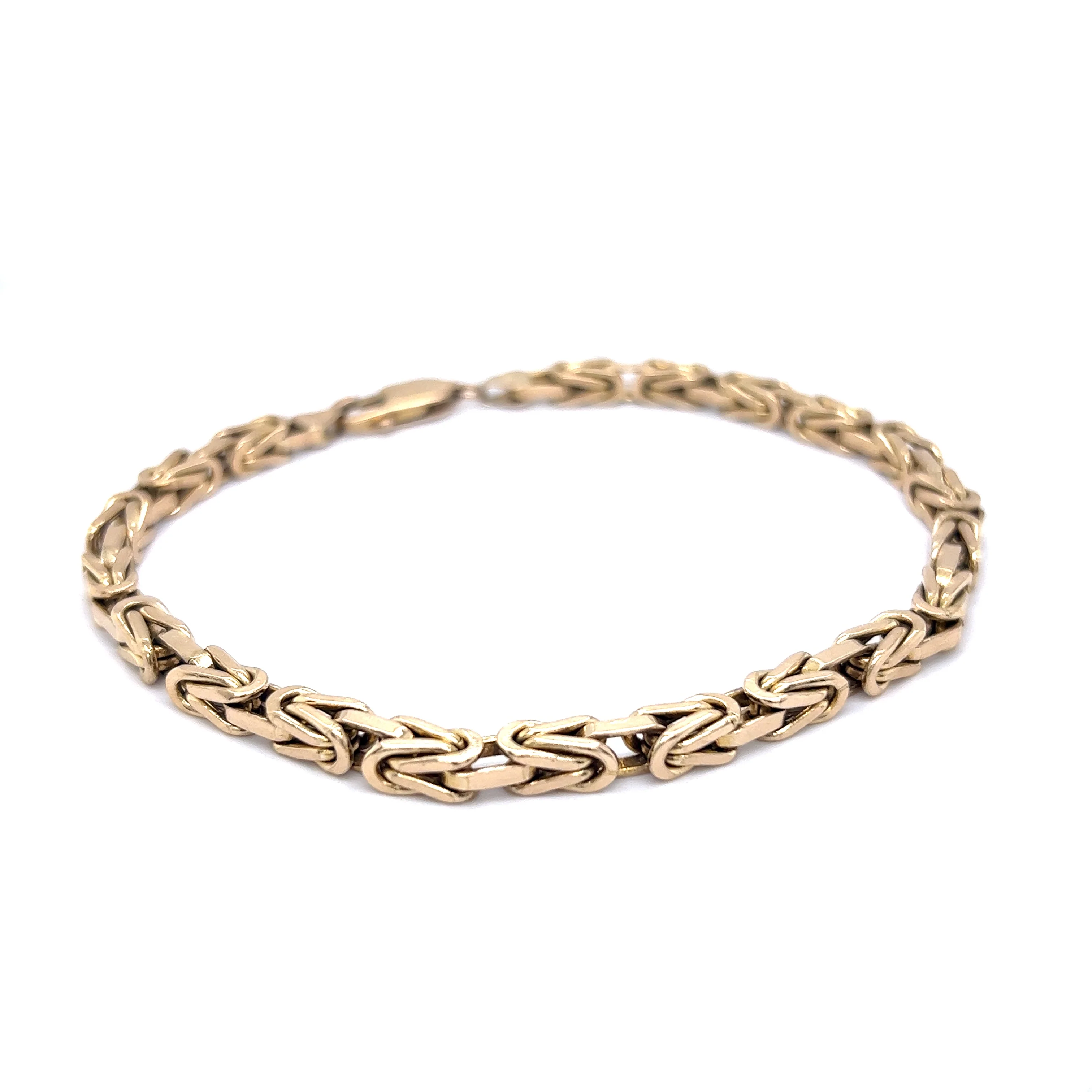 Men's Byzantine Chain Bracelet in 10k Yellow Gold - Image 3