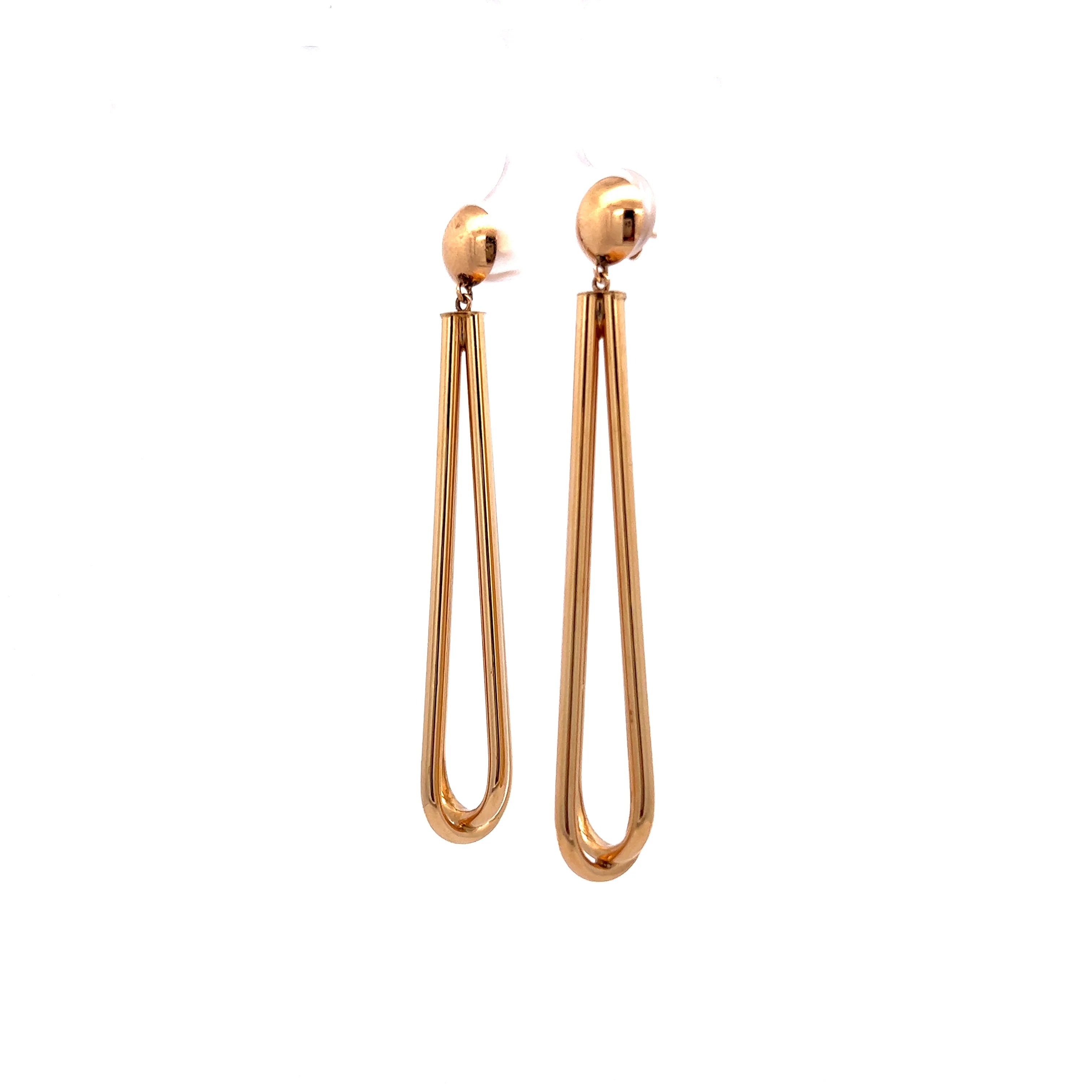 Modern Whisk-Shaped Dangle Earrings in 14k Yellow Gold - Image 2