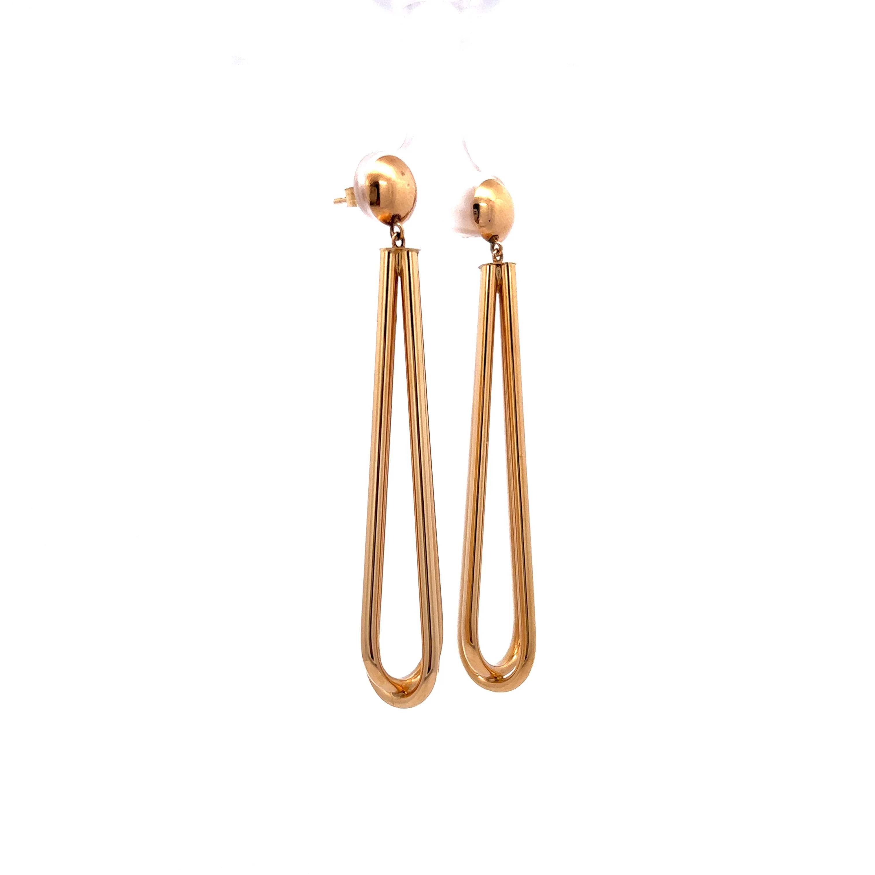 Modern Whisk-Shaped Dangle Earrings in 14k Yellow Gold - Image 3