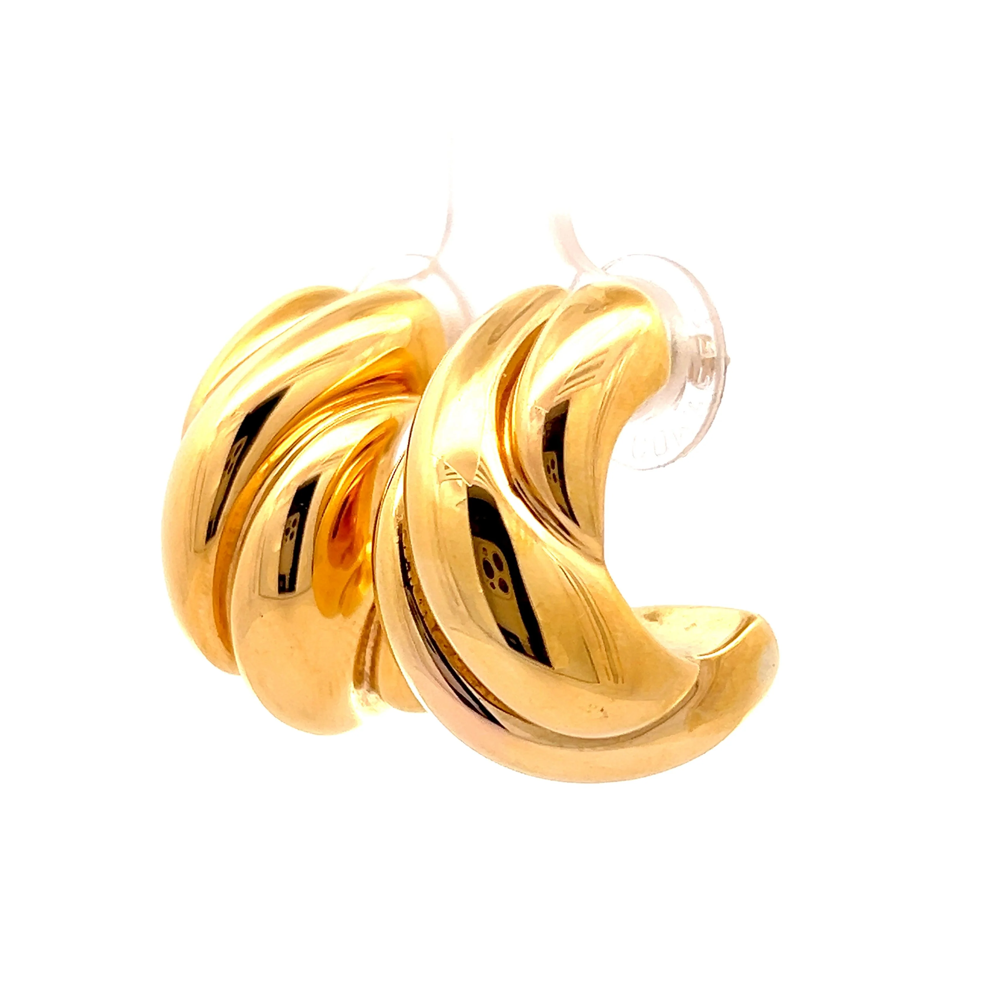 Chunky J Hoop Earrings in 14k Yellow Gold - Image 2