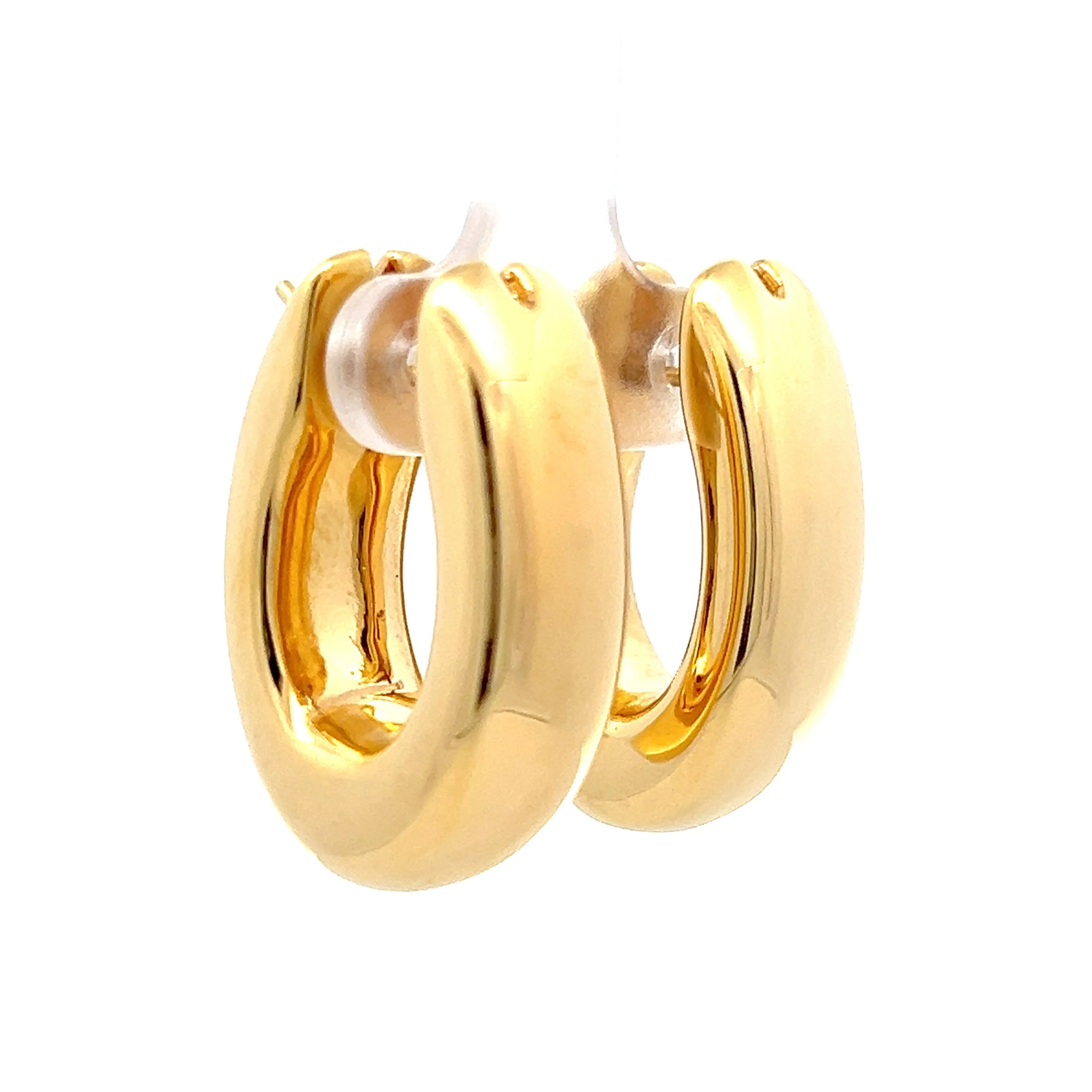 Chunky Oblong Hoop Earrings in 18k Yellow Gold - Image 3