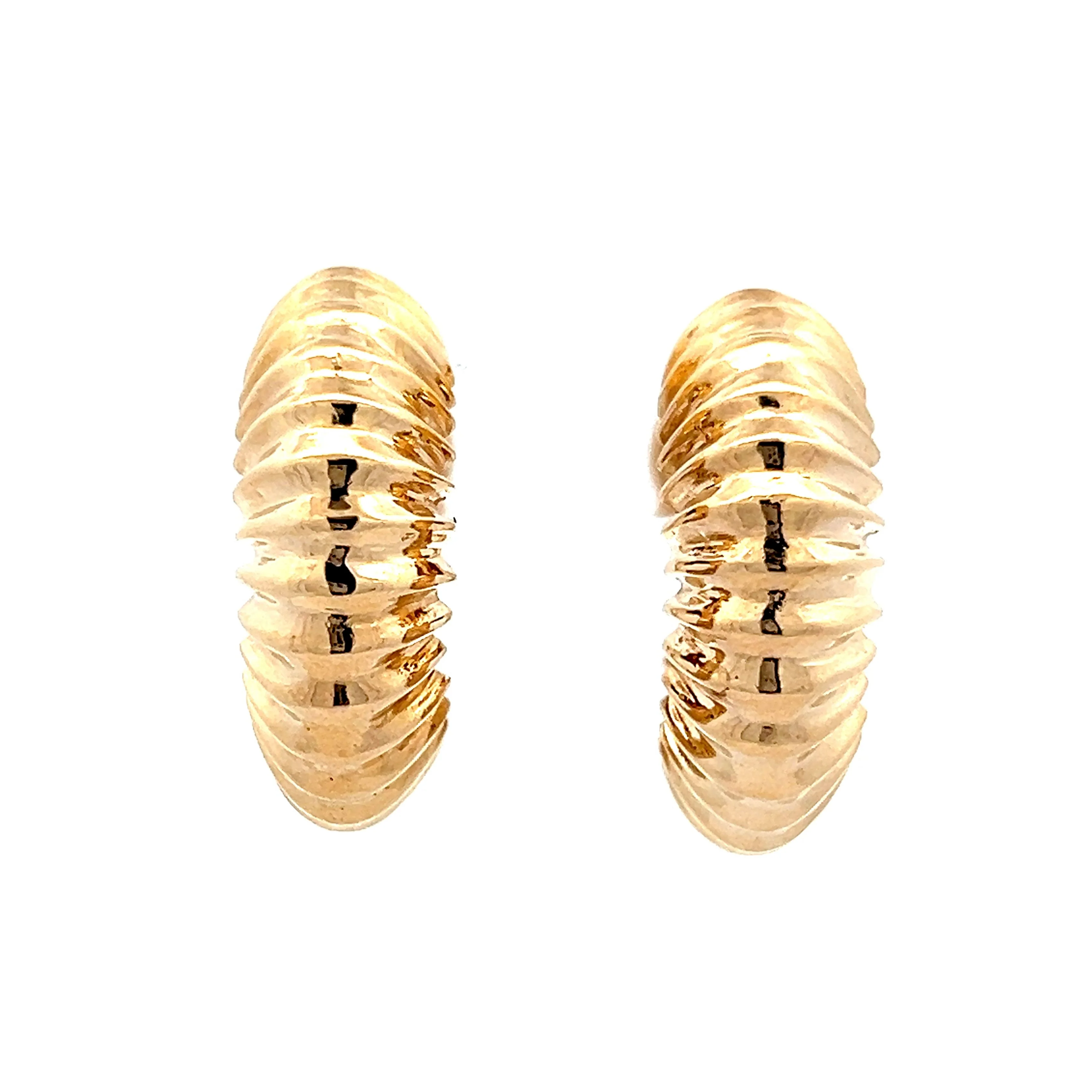 Chunky Textured Half Hoop Earrings in 14k Yellow Gold