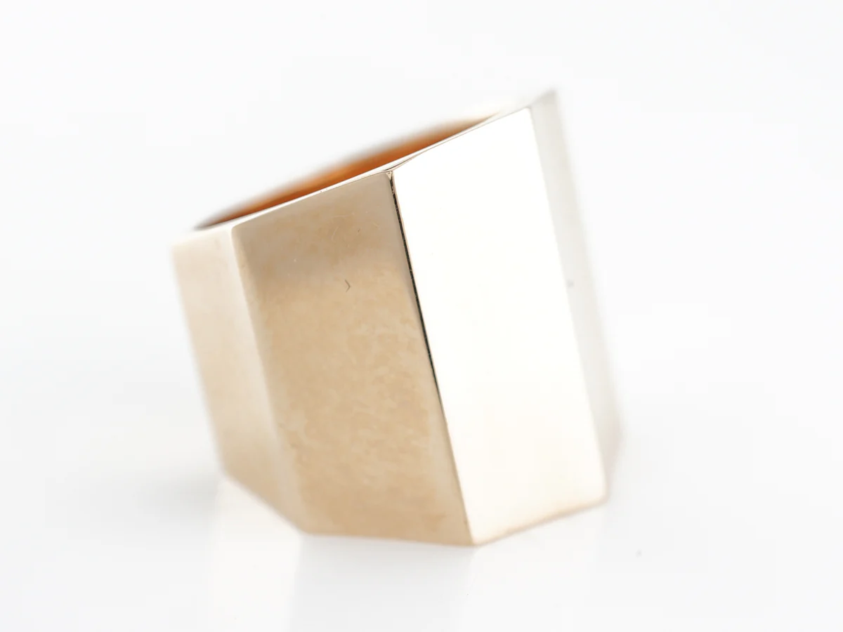 Cigar Band Ring in 14k Yellow Gold - Image 3