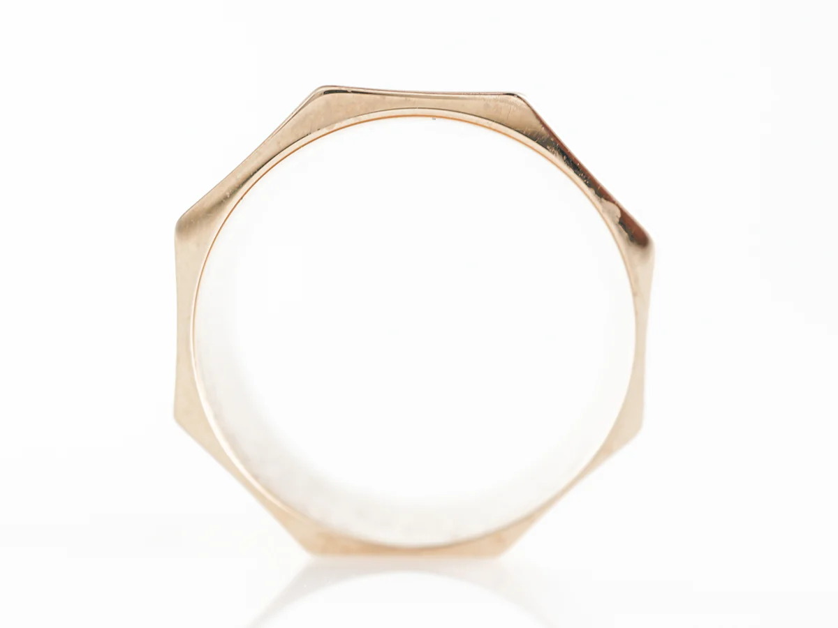 Cigar Band Ring in 14k Yellow Gold - Image 4