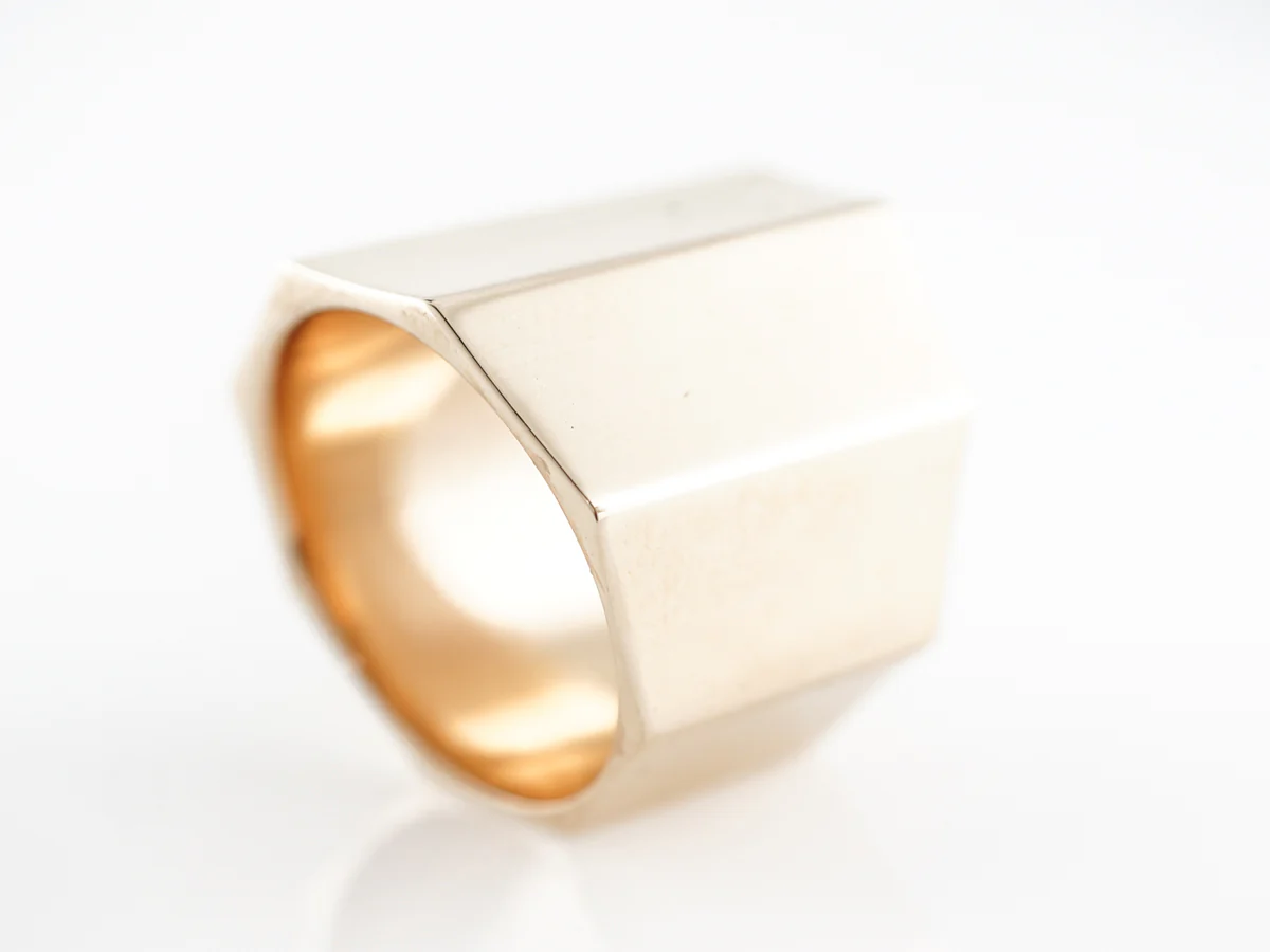 Cigar Band Ring in 14k Yellow Gold - Image 5