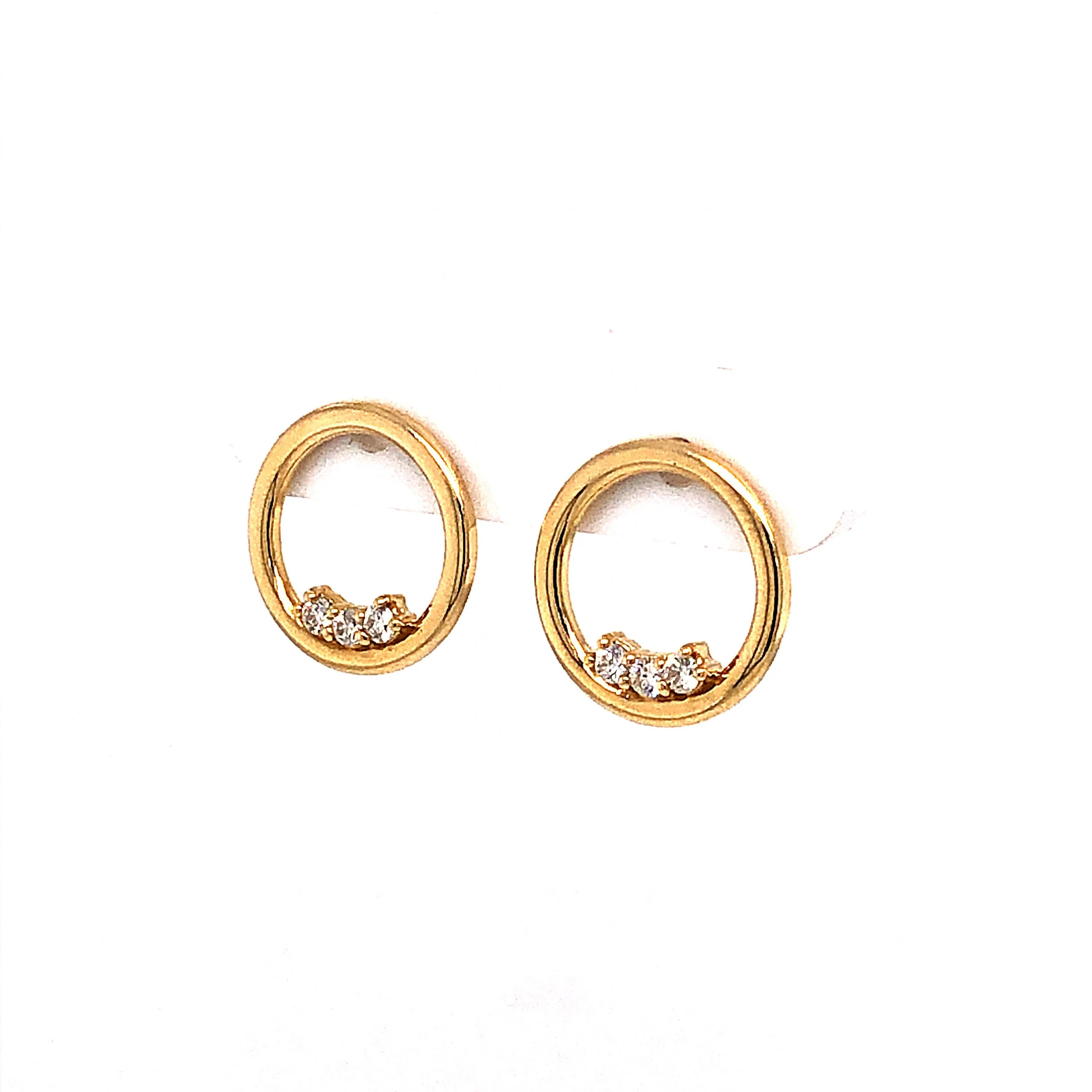 Circular .15 Diamond Stud Earrings in 14k Yellow Gold - Image 2