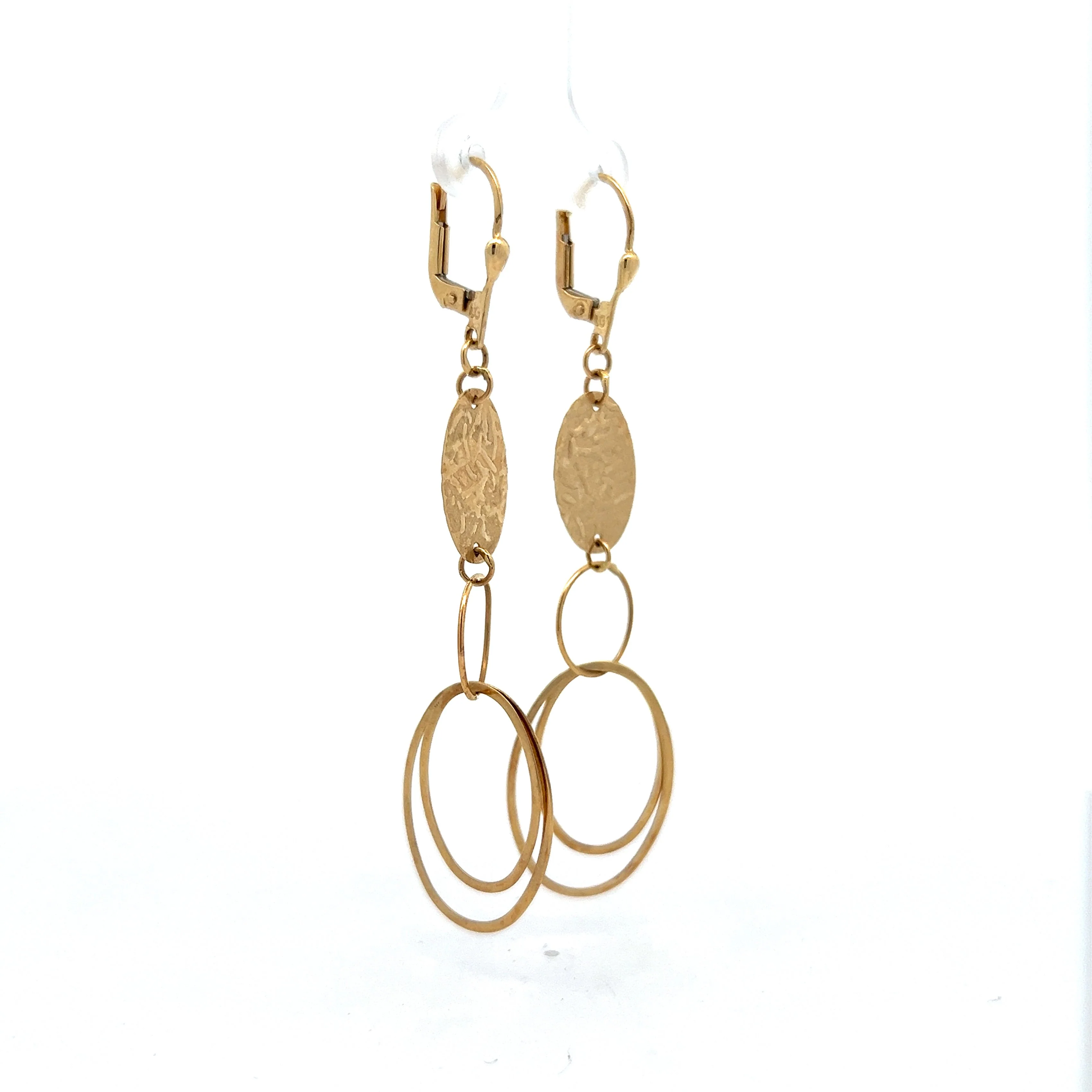 Circular Dangle Drop Earrings in 14k Yellow Gold - Image 3