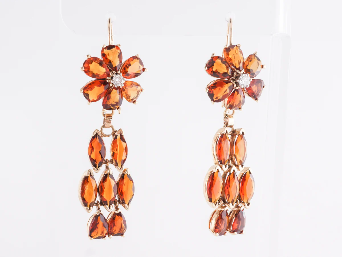 Citrine Dangle Earrings in 14k Yellow Gold