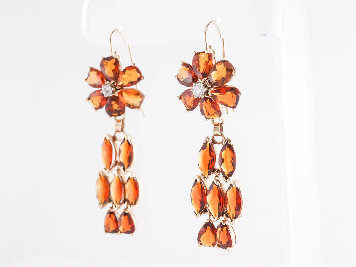 Citrine Dangle Earrings in 14k Yellow Gold - Image 2