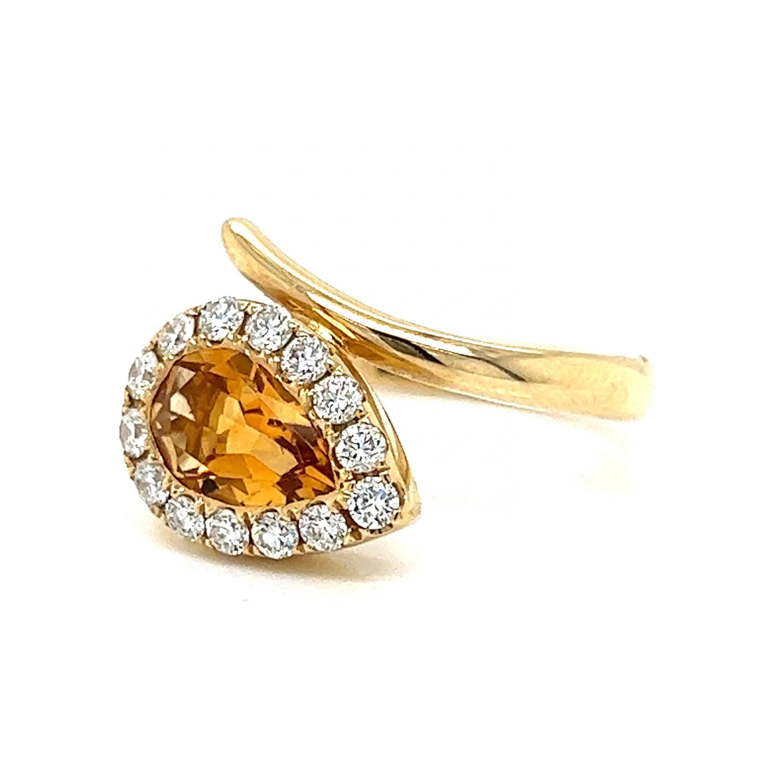 Citrine & Diamond Snake Shaped Ring in 14k Yellow Gold - Image 2