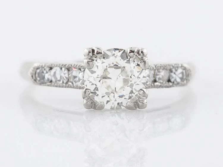 Classic 1 Carat Diamond Engagement Ring Art Deco