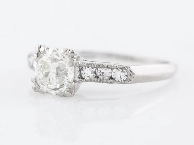 Classic 1 Carat Diamond Engagement Ring Art Deco - Image 2