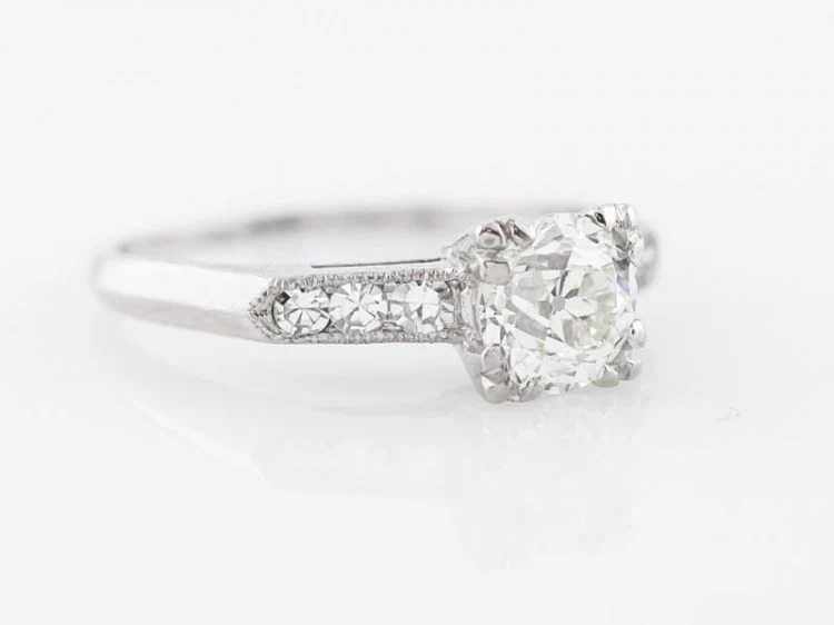 Classic 1 Carat Diamond Engagement Ring Art Deco - Image 3