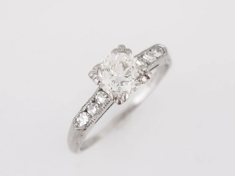 Classic 1 Carat Diamond Engagement Ring Art Deco - Image 4