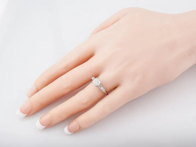 Classic 1 Carat Diamond Engagement Ring Art Deco - Image 7