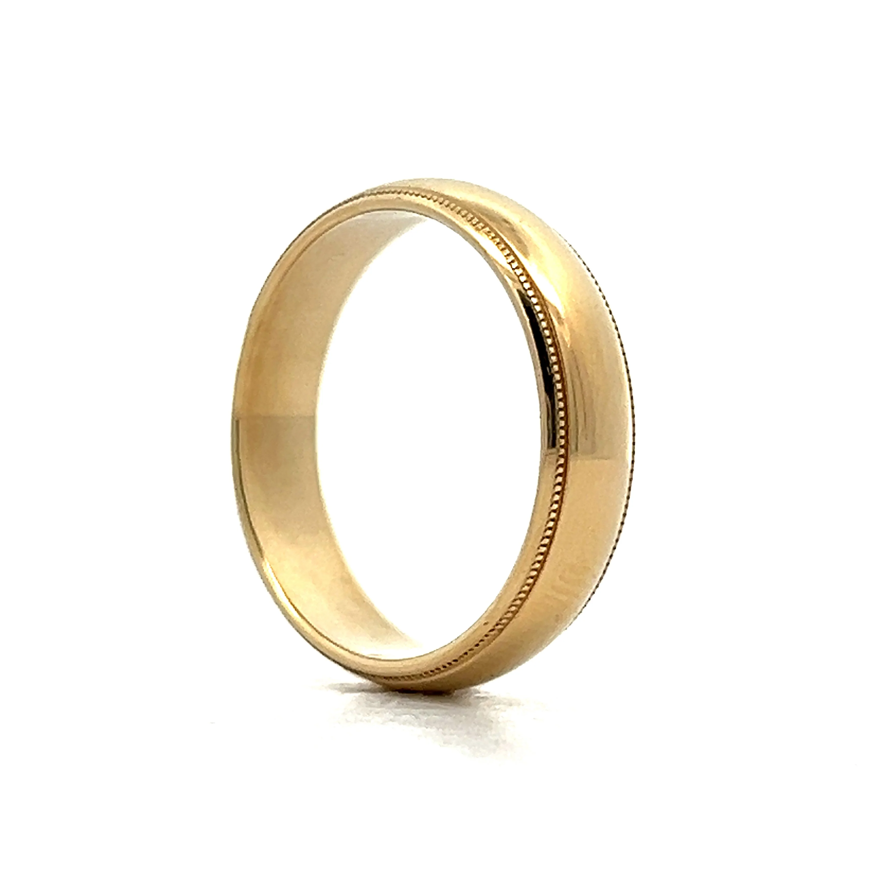 Classic 1960's Mens Milgrain Wedding Band in 14k - Image 5