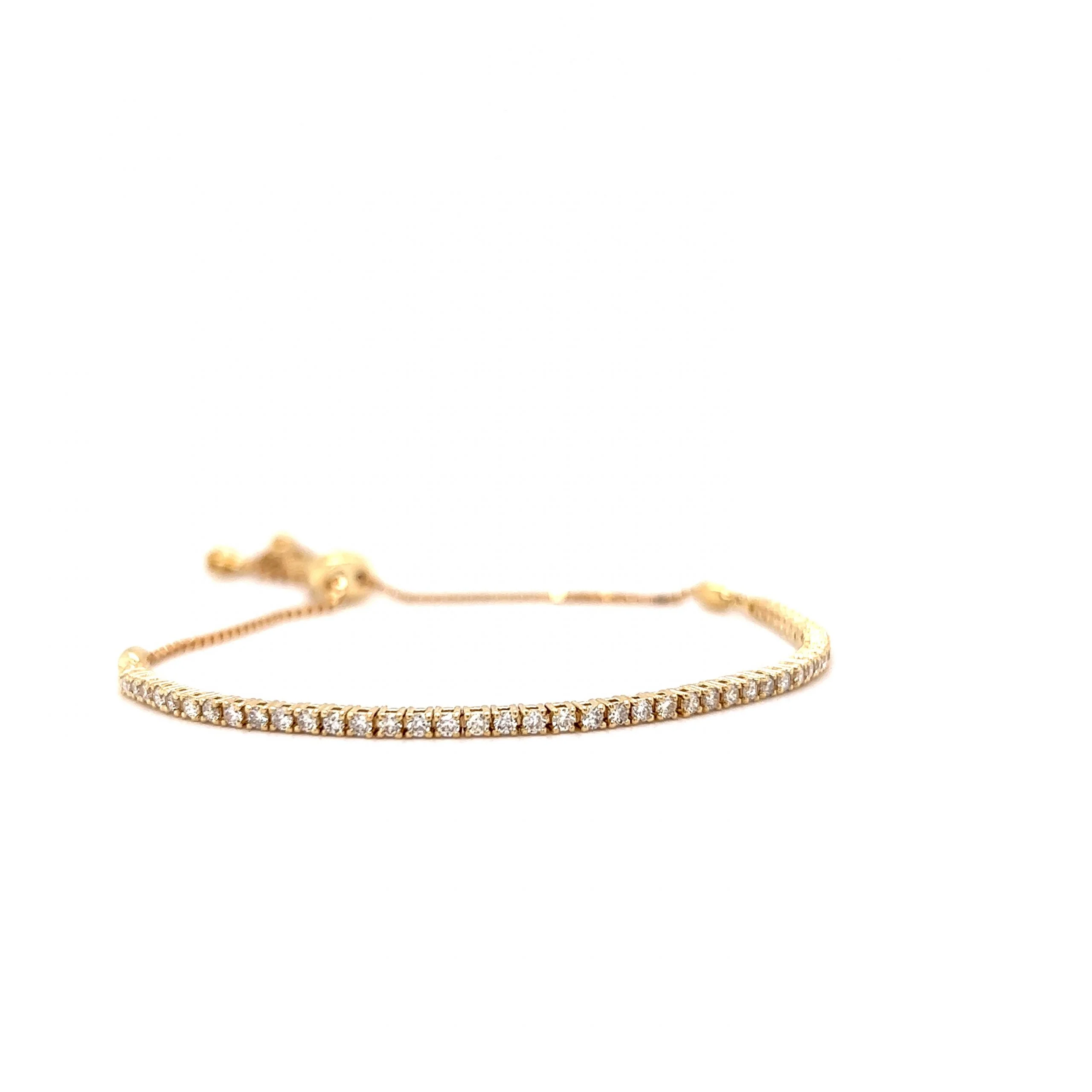 Classic Adjustable Diamond Tennis Bracelet in 14k Yellow Gold - Image 3