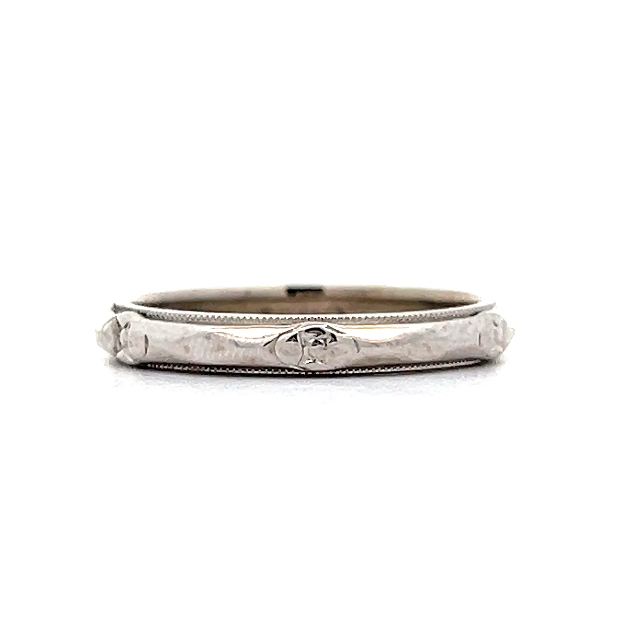 Classic Art Deco Orange Blossom Wedding Band in 14k