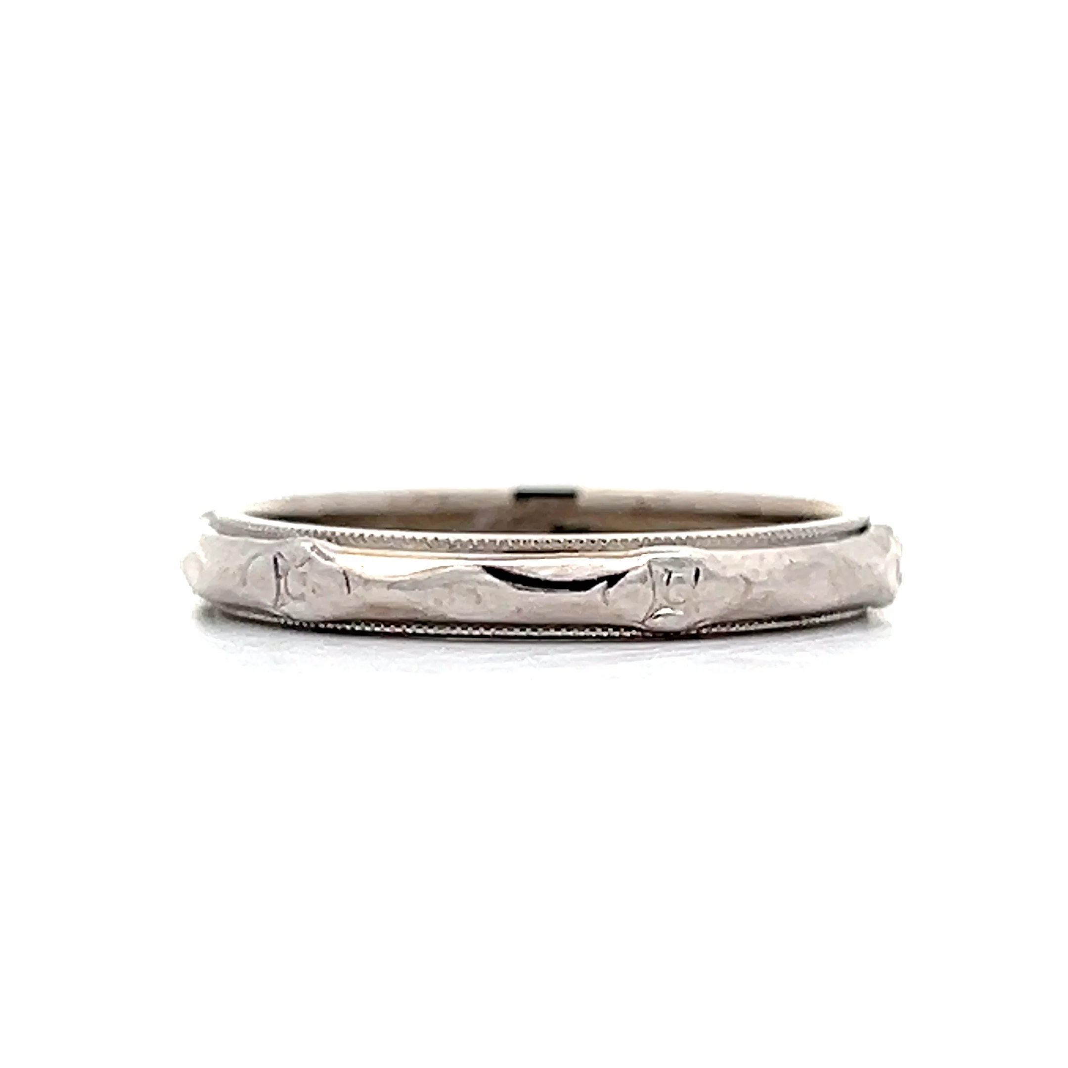Classic Art Deco Orange Blossom Wedding Band in 14k - Image 2