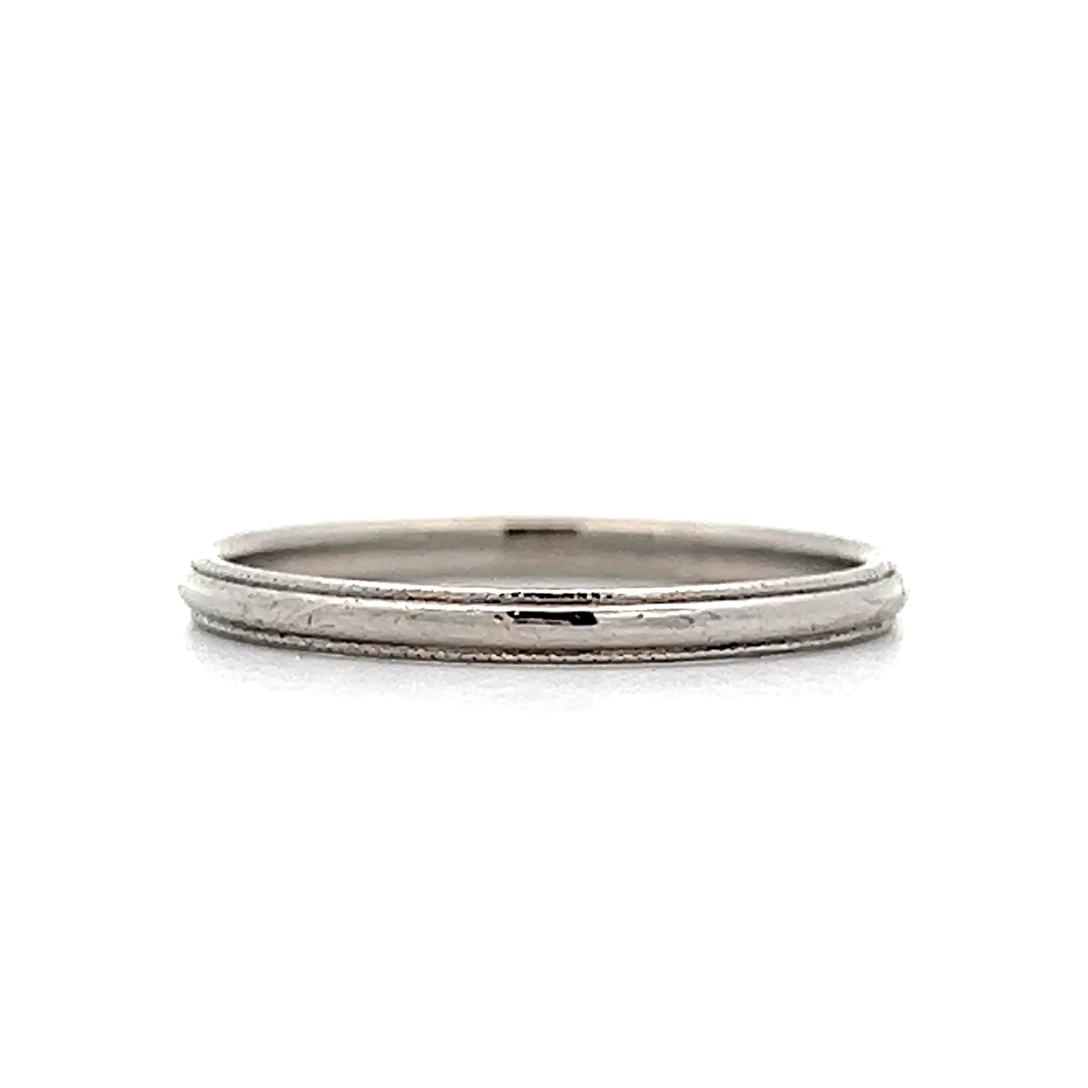 Classic Art Deco Simple Wedding Band in Platinum - Image 2
