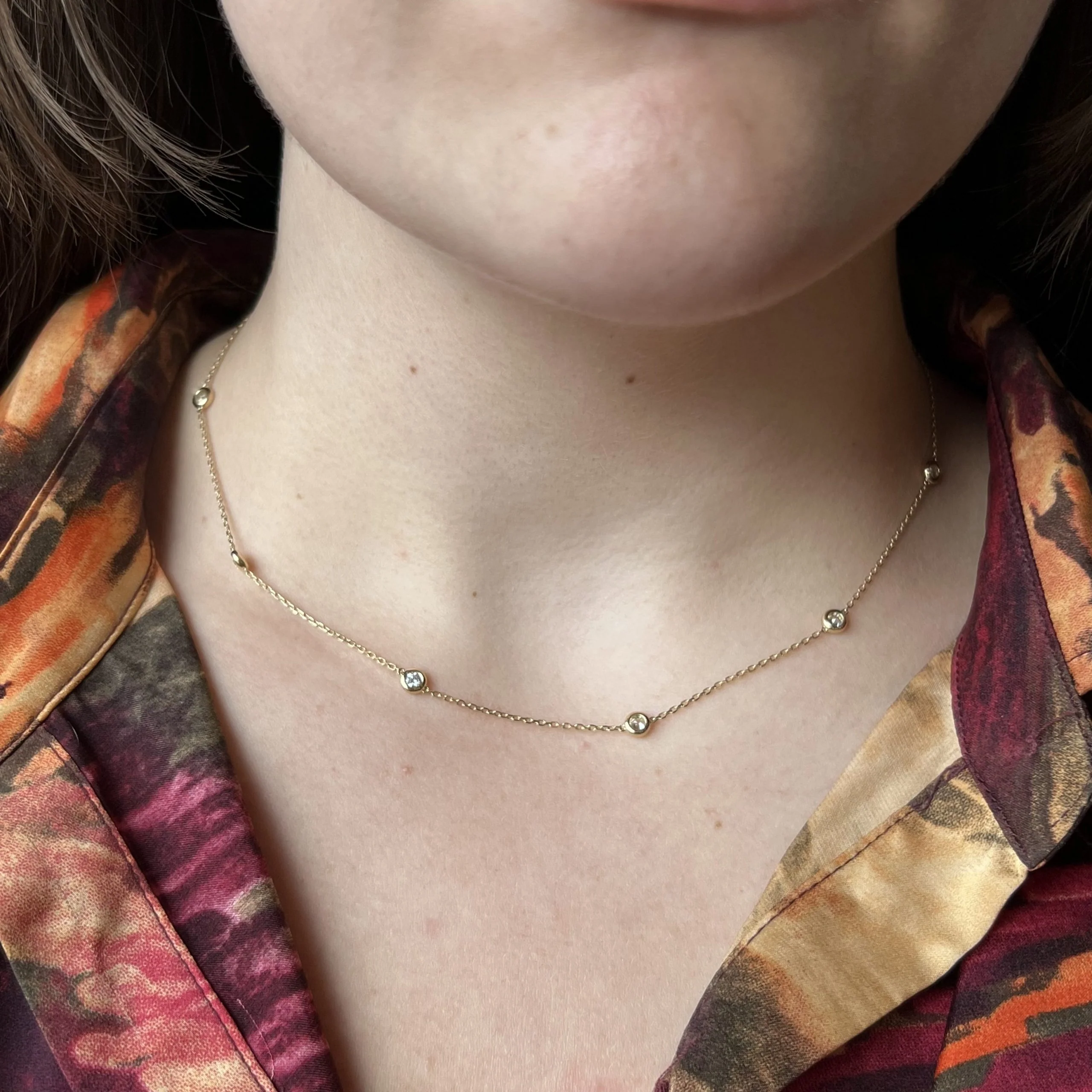 Classic Bezel Set Round Diamond Necklace in 14k Yellow Gold - Image 5