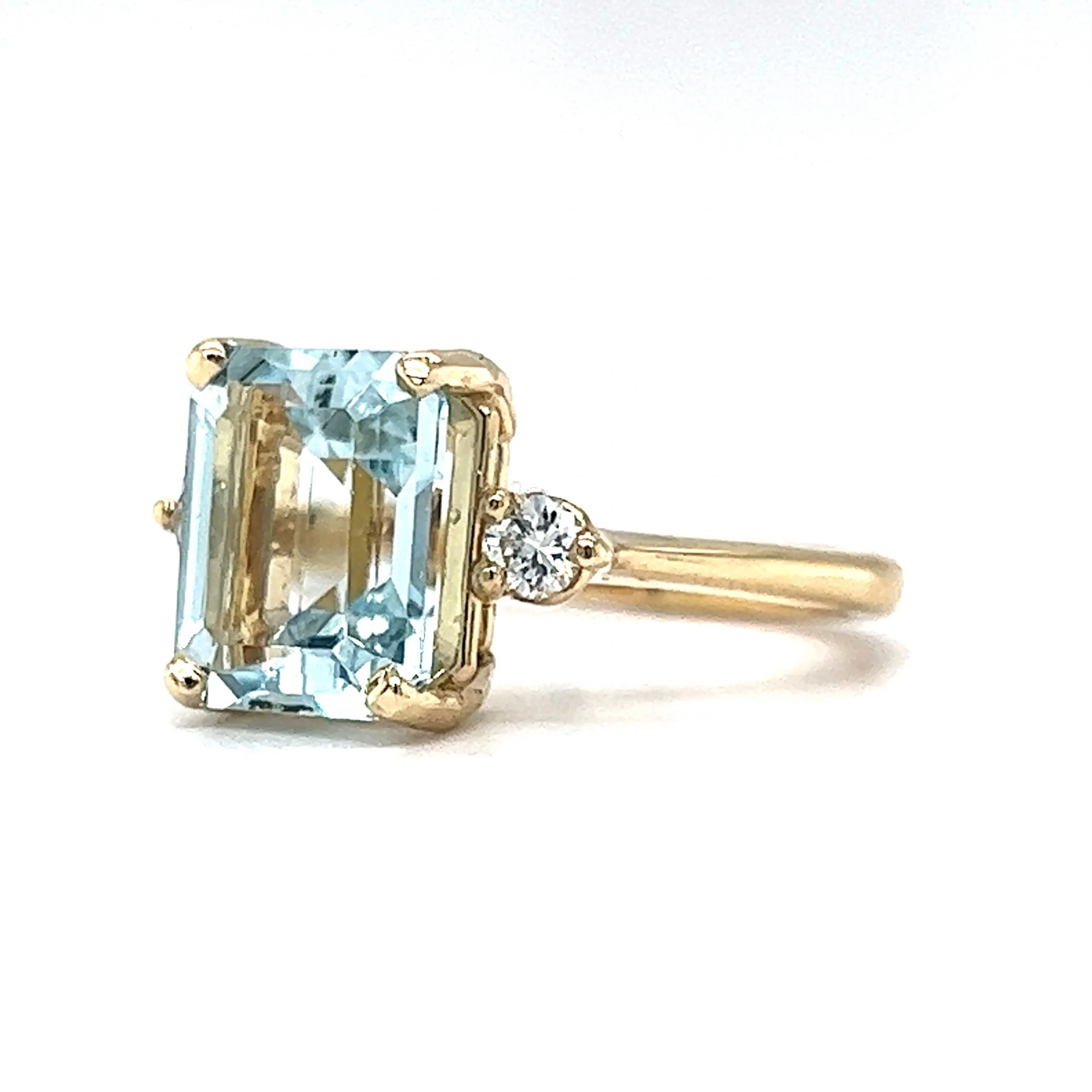 Classic Emerald Cut Aquamarine Engagement Ring in 14k Gold - Image 2