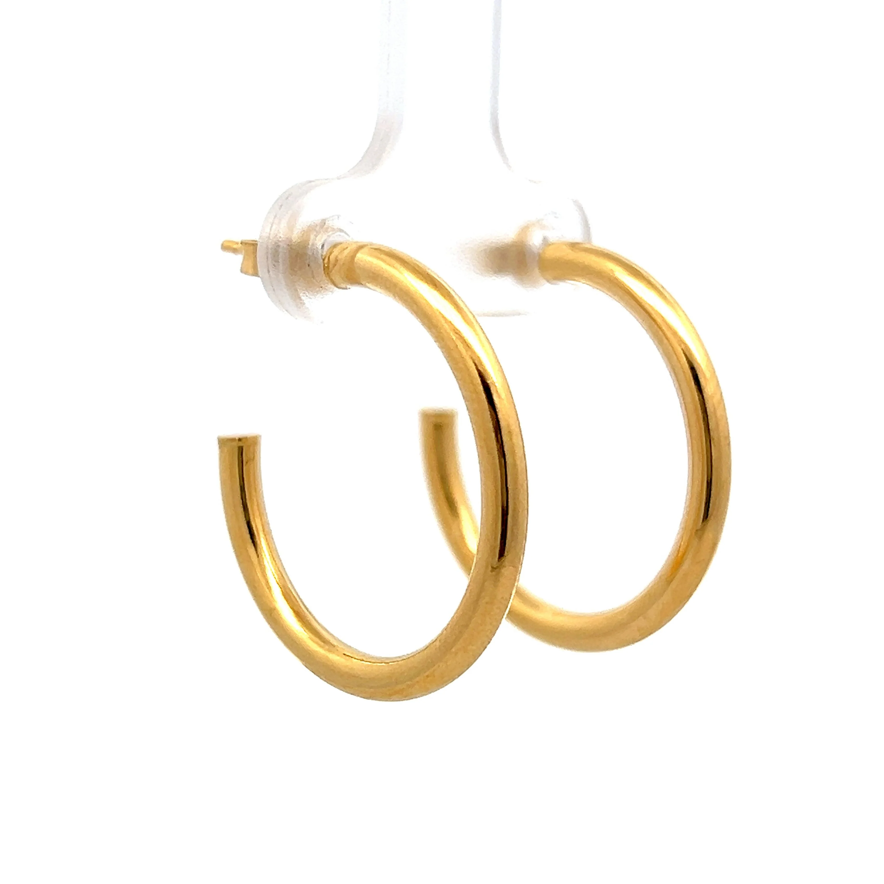 Classic Hollow Hoop Earrings in 14k Yellow Gold - Image 3