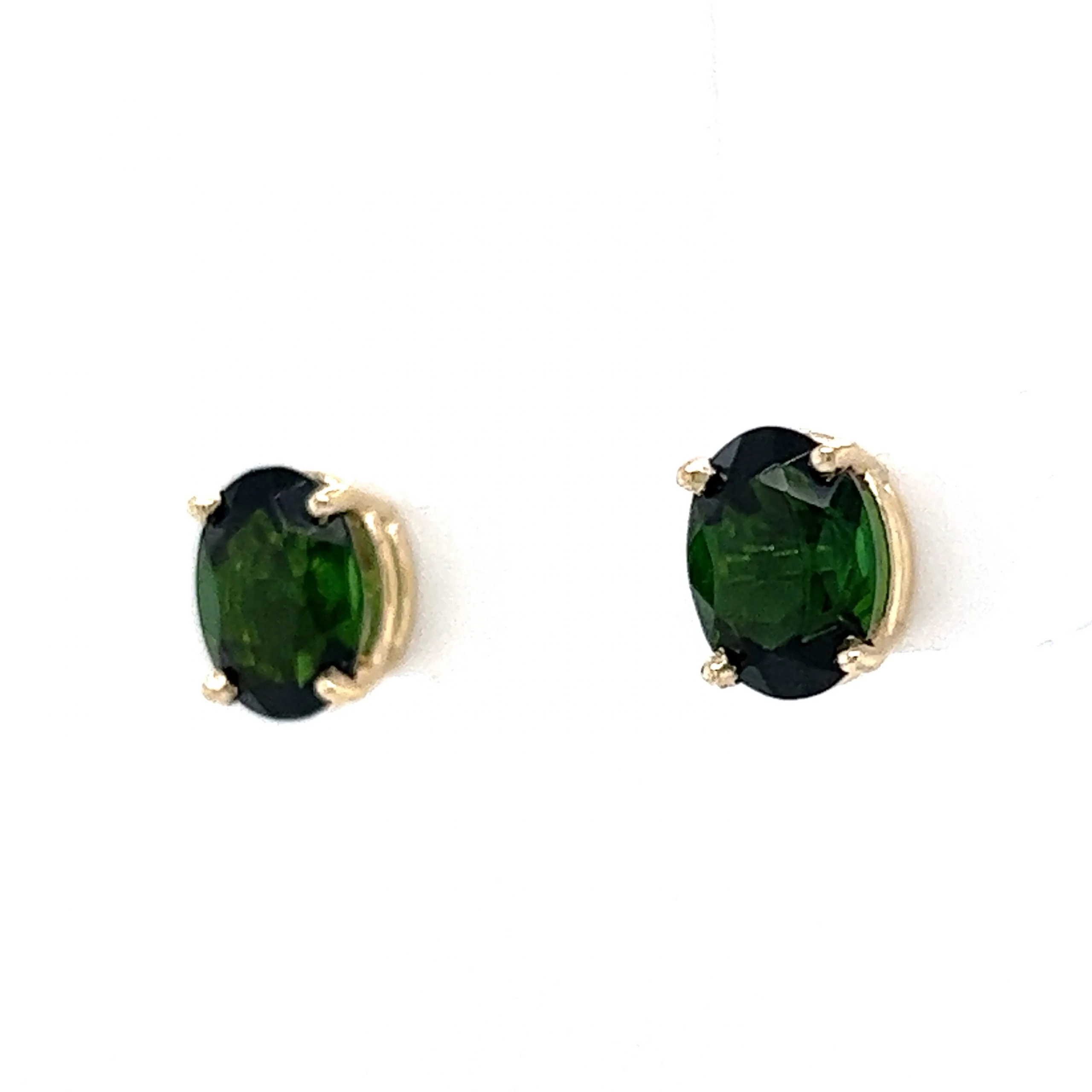Classic Oval Cut Green Tourmaline Earrings in 14k Yellow Gold - Image 2