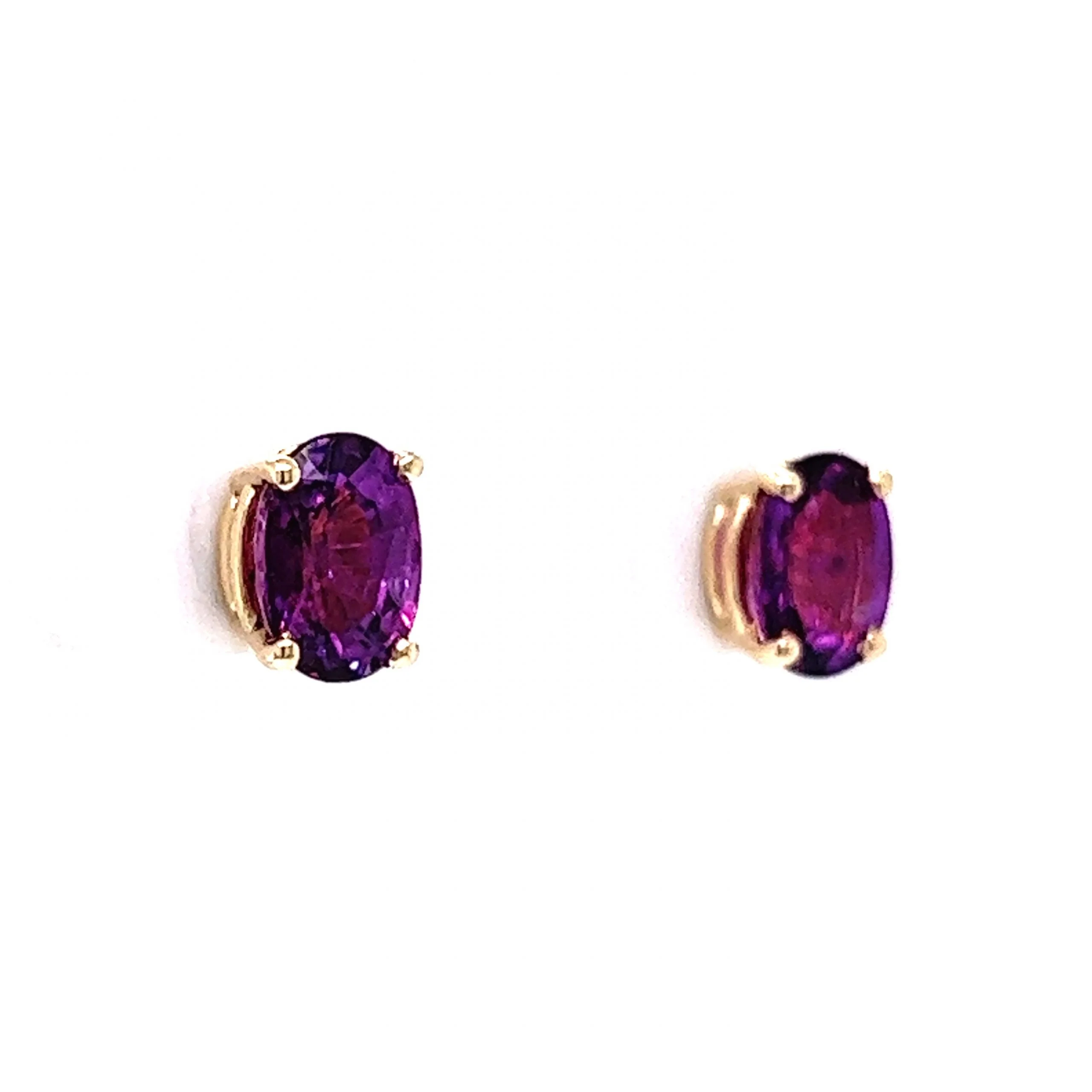 Classic Oval Cut Pink Tourmaline Earrings in 14k Yellow Gold - Image 3