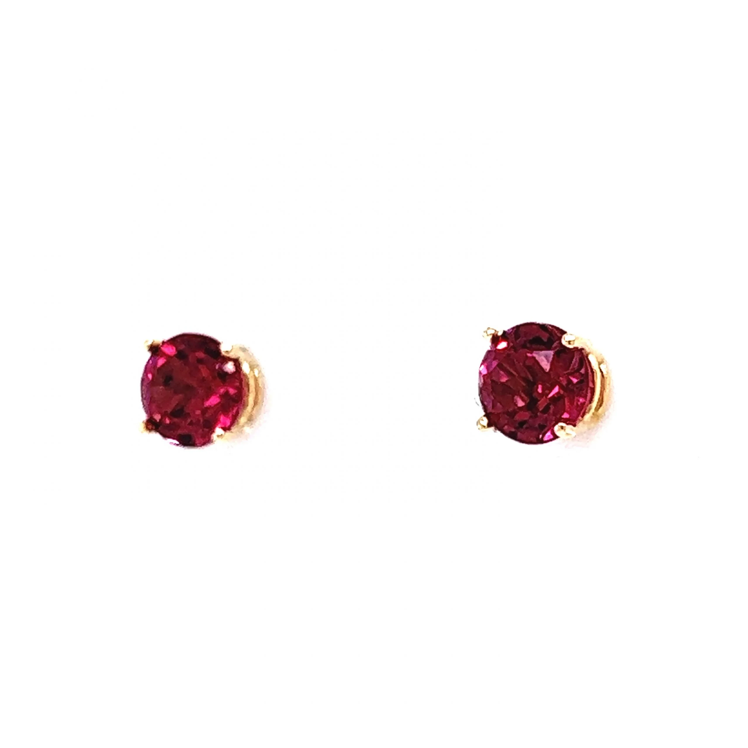 Classic Round Cut Pink Tourmaline Earrings in 14k Yellow Gold - Image 2